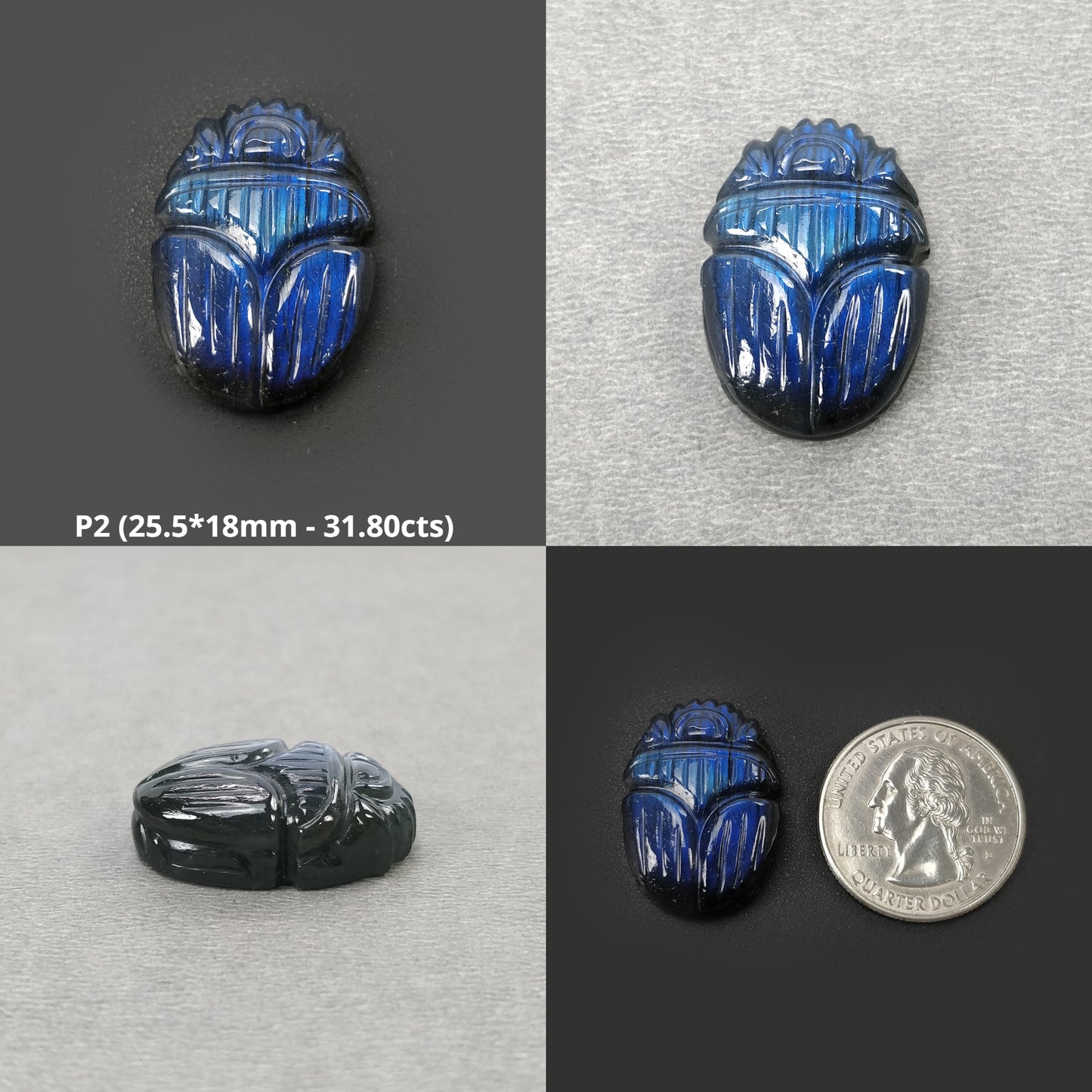 LABRADORITE Gemstone Carving : Natural Untreated Unheated Labradorite Hand Carved Scarabs