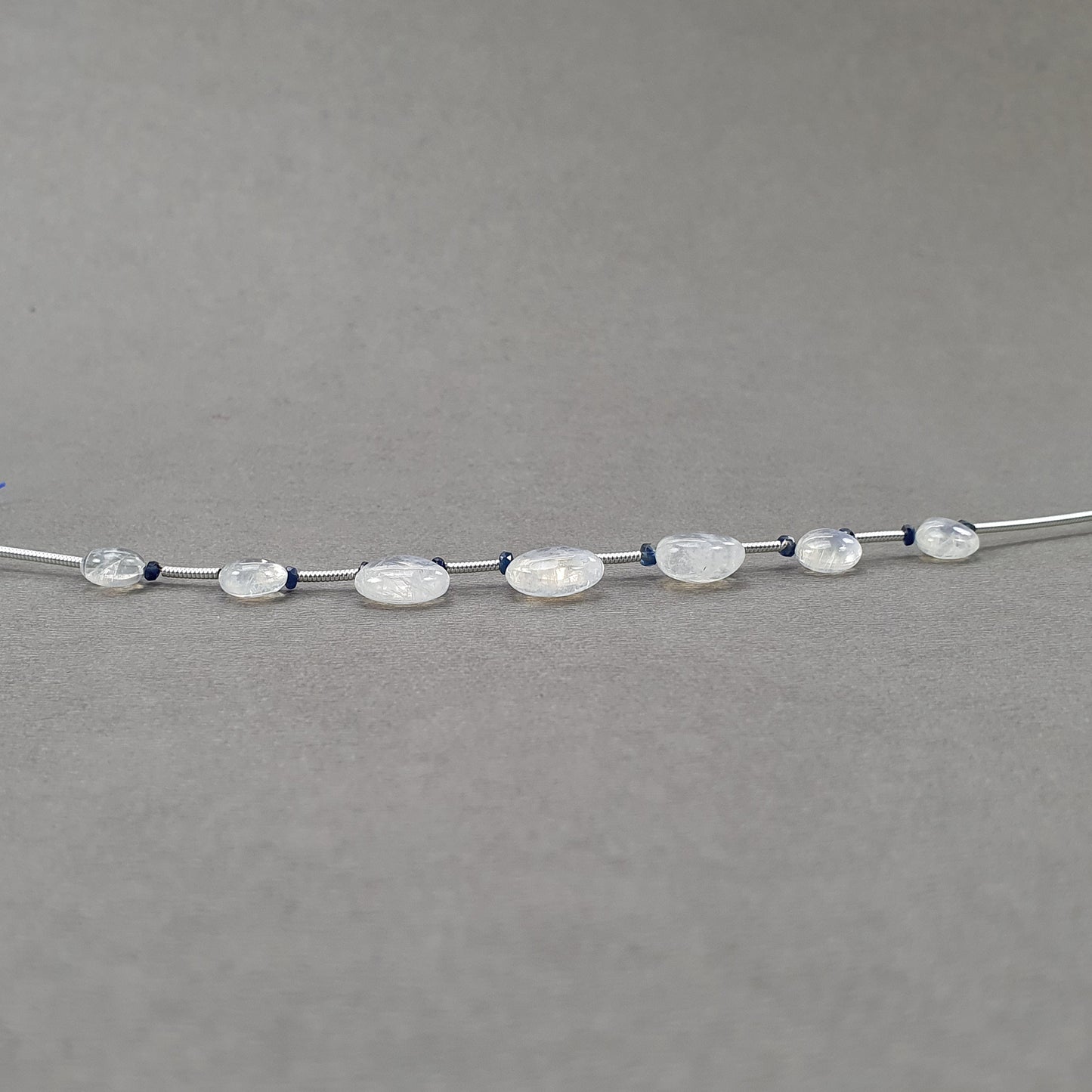 Rainbow Moonstone & Blue Sapphire Gemstone Loose Beads : 16.60cts Natural Untreated Unheated Moonstone Pear Shape 7mm - 10mm