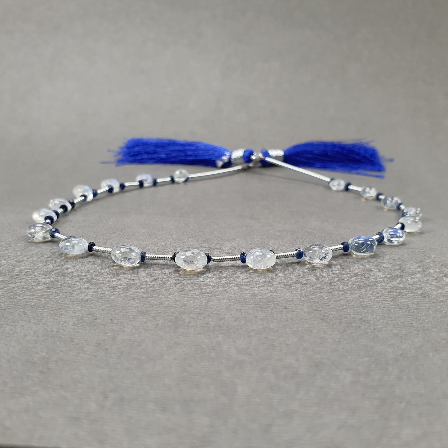 Rainbow Moonstone & Blue Sappjhire Gemstone Loose Beads : 20.60cts Natural Untreated Unheated Moonstone Pear Shape 5mm - 7mm