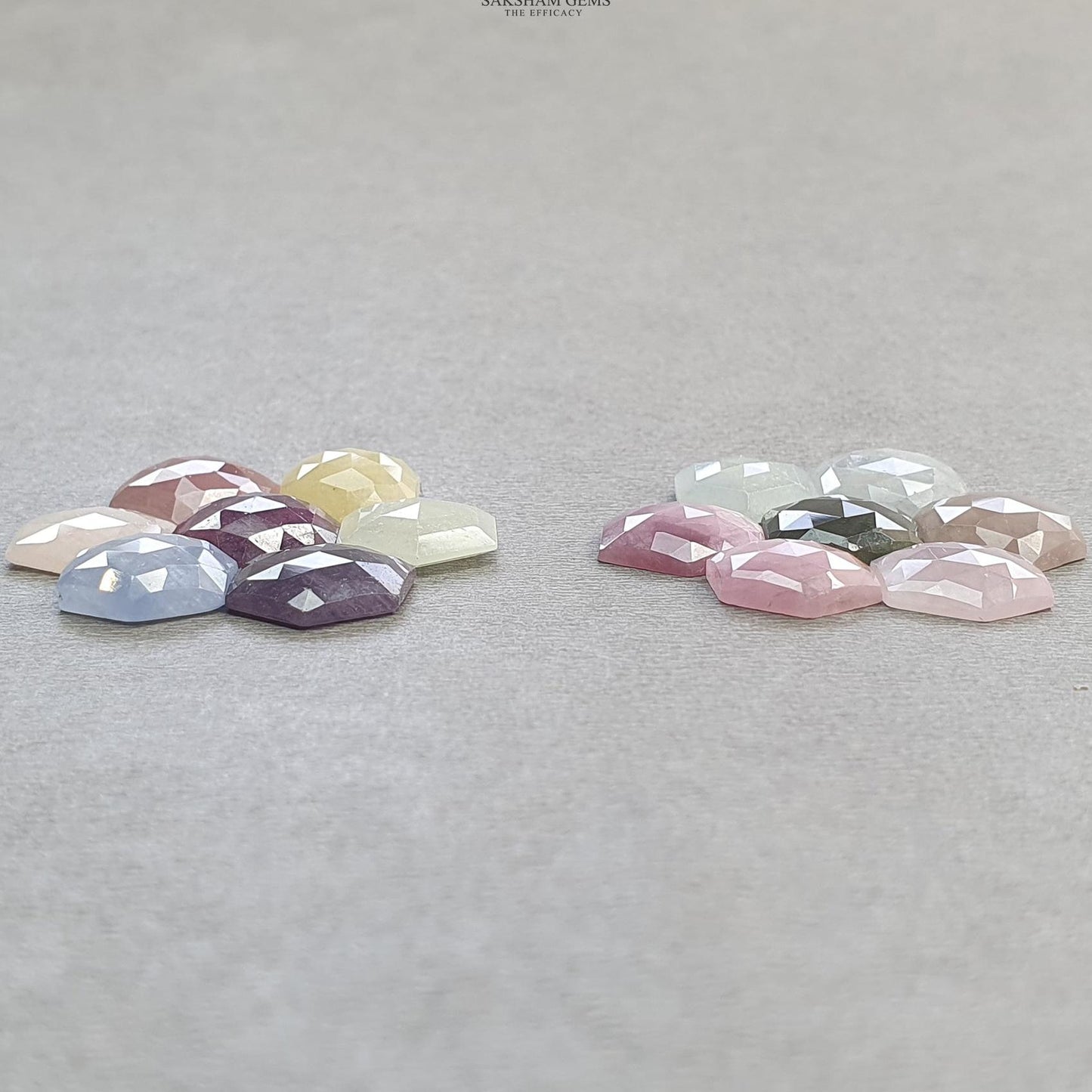 MULTI SAPPHIRE Gemstone Rose Cut : Natural Untreated Unheated Sapphire Bi-Color Hexagon Shape 14pcs Set