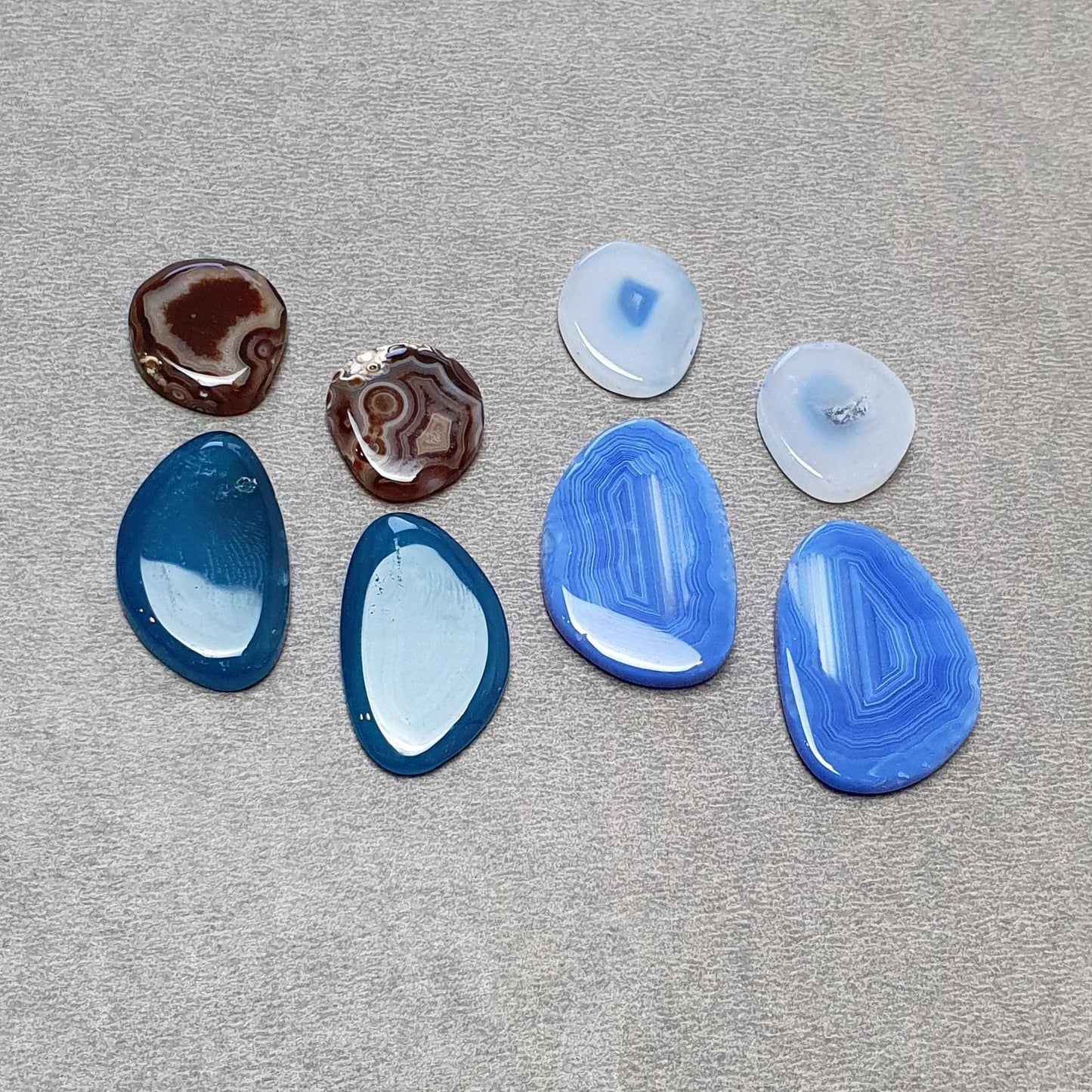 BOTSWANA AGATE Gemstone Cabochon : Natural Color Enhanced Bi-Color Agate Uneven Shape 8pcs Set