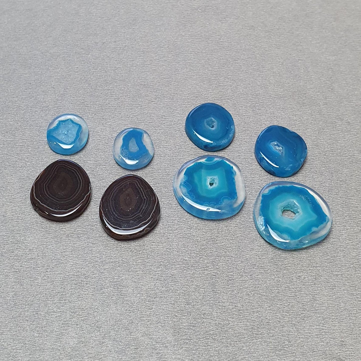 BOTSWANA AGATE Gemstone Cabochon : Natural Color Enhanced Bi-Color Agate Uneven Shape 8pcs Set