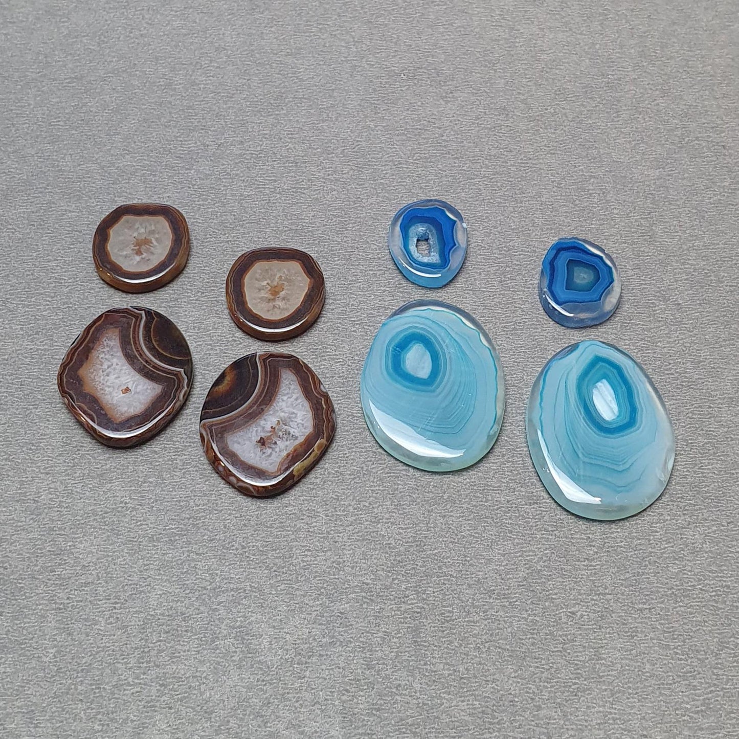 BOTSWANA AGATE Gemstone Cabochon : Natural Color Enhanced Bi-Color Agate Uneven Shape 8pcs Set