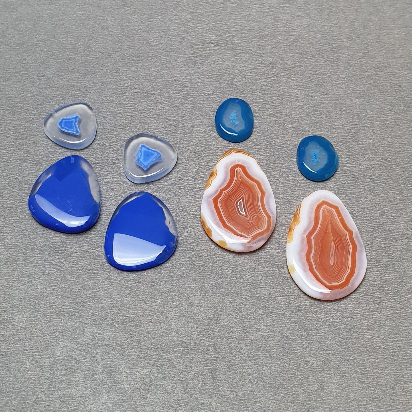 BOTSWANA AGATE Gemstone Cabochon : Natural Color Enhanced Bi-Color Agate Uneven Shape 8pcs Set