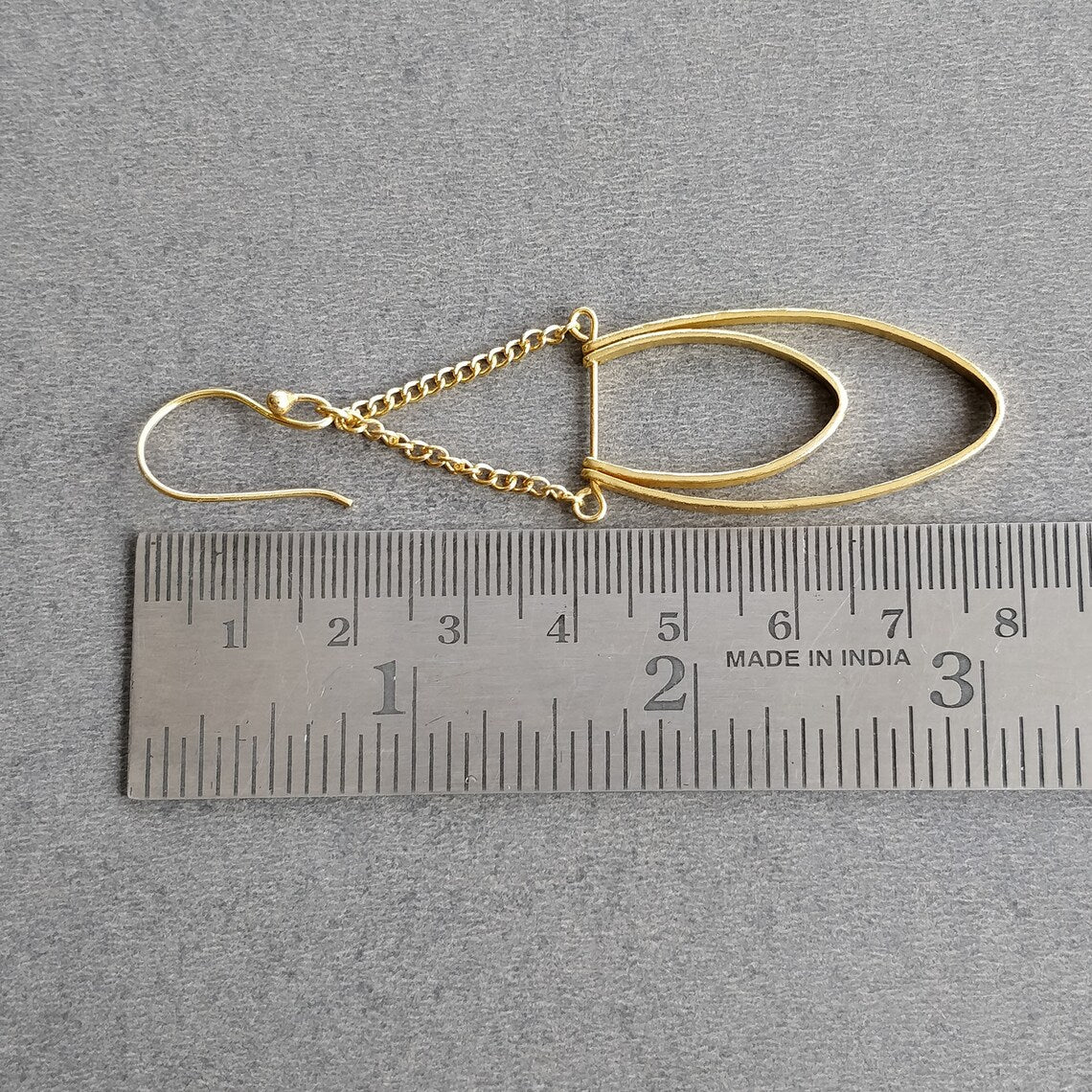 Handmade Brass Earring : 3.00" Gold Plated 5.00GMS Brass Boho Style Chain Drop Dangle Hook Earring Gift For Her