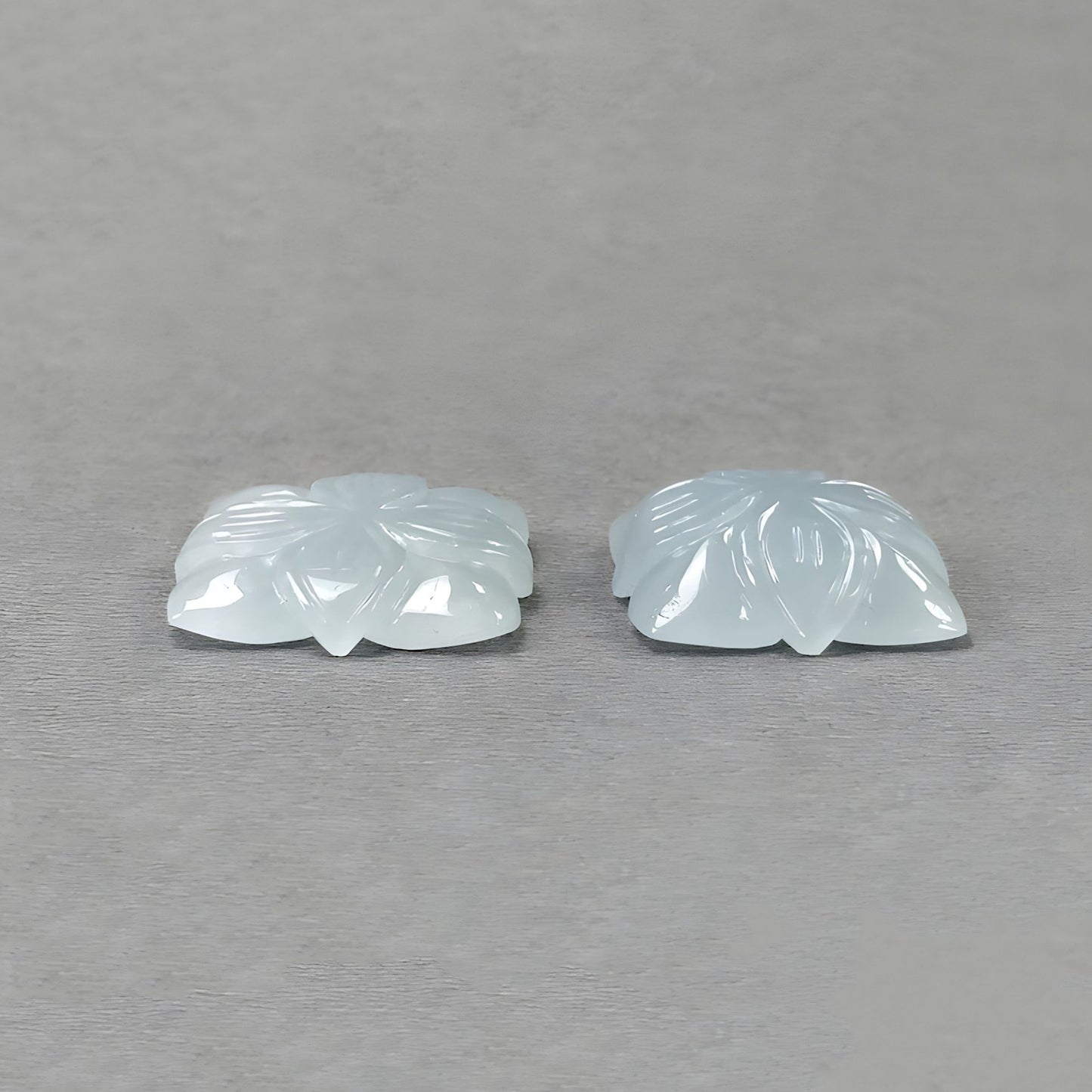 54.35cts Aquamarine Gemstone Natural Untreated Carving Cushion Shape Flower Pair
