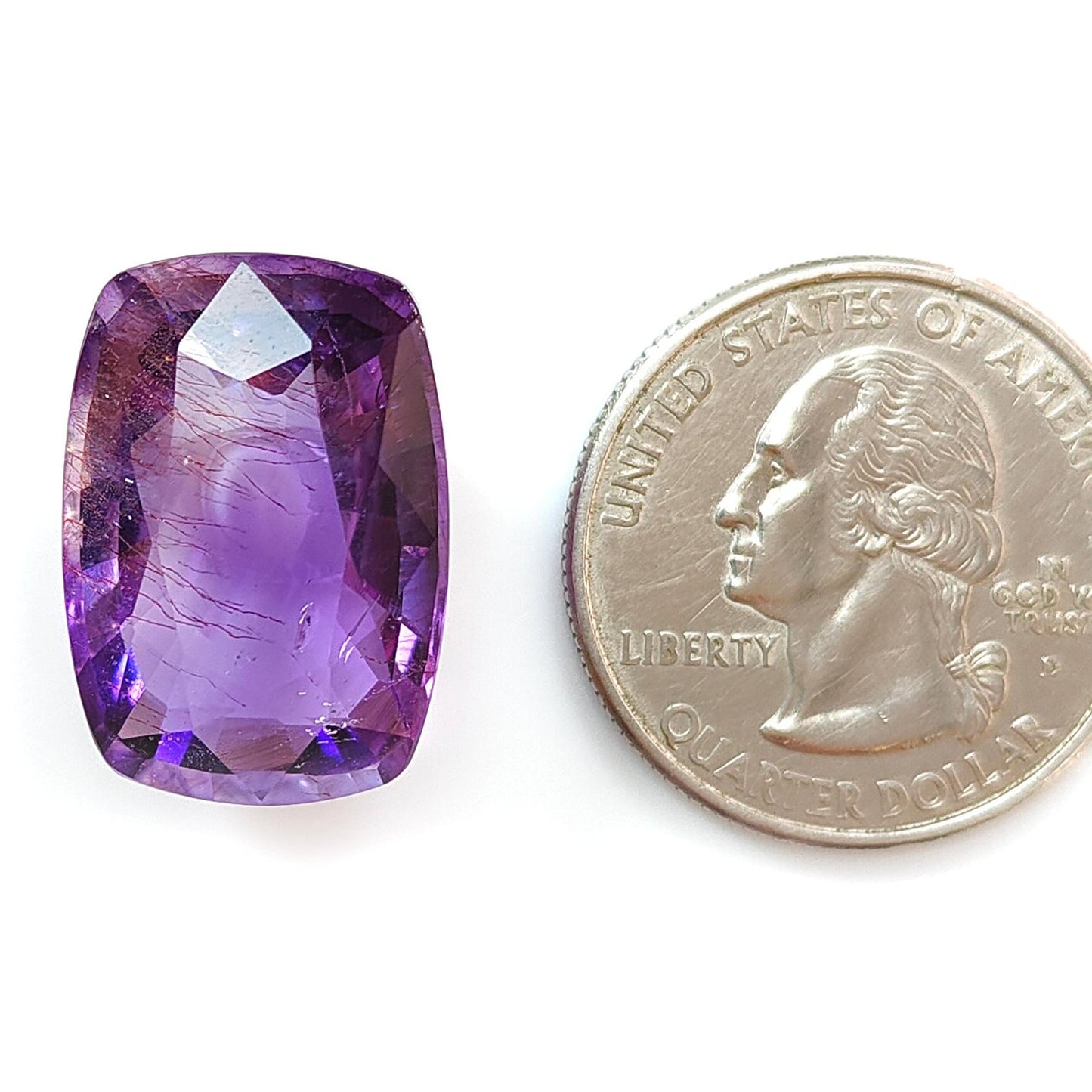 Rutile Amethyst Quartz Gemstone Faceted Cut: Natural Untreated Purple Amethyst Heart, Cushion Shape 1pc for Jewelry February Birthstone