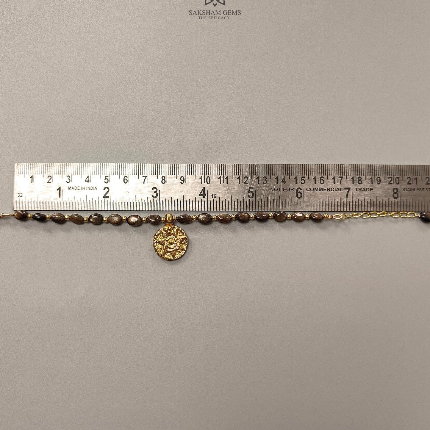 Golden Brown Chocolate Sapphire Beads Bracelet: 59.75cts Natural Untreated Sapphire Oval Shape Plain Brass Bracelet 7*5cmm 6.50"