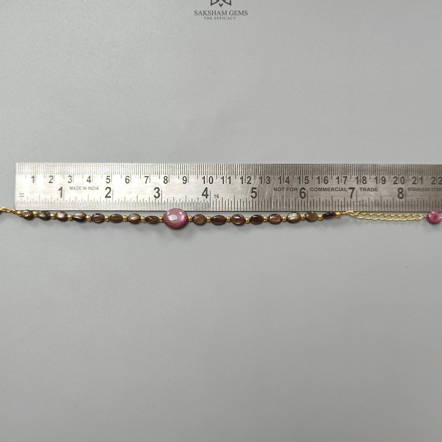 Golden Brown Chocolate Sapphire Beads Bracelet: 39.75cts Natural Untreated Ruby Oval Plain Brass Bracelet 7*5mm - 13*9mm 6.50"