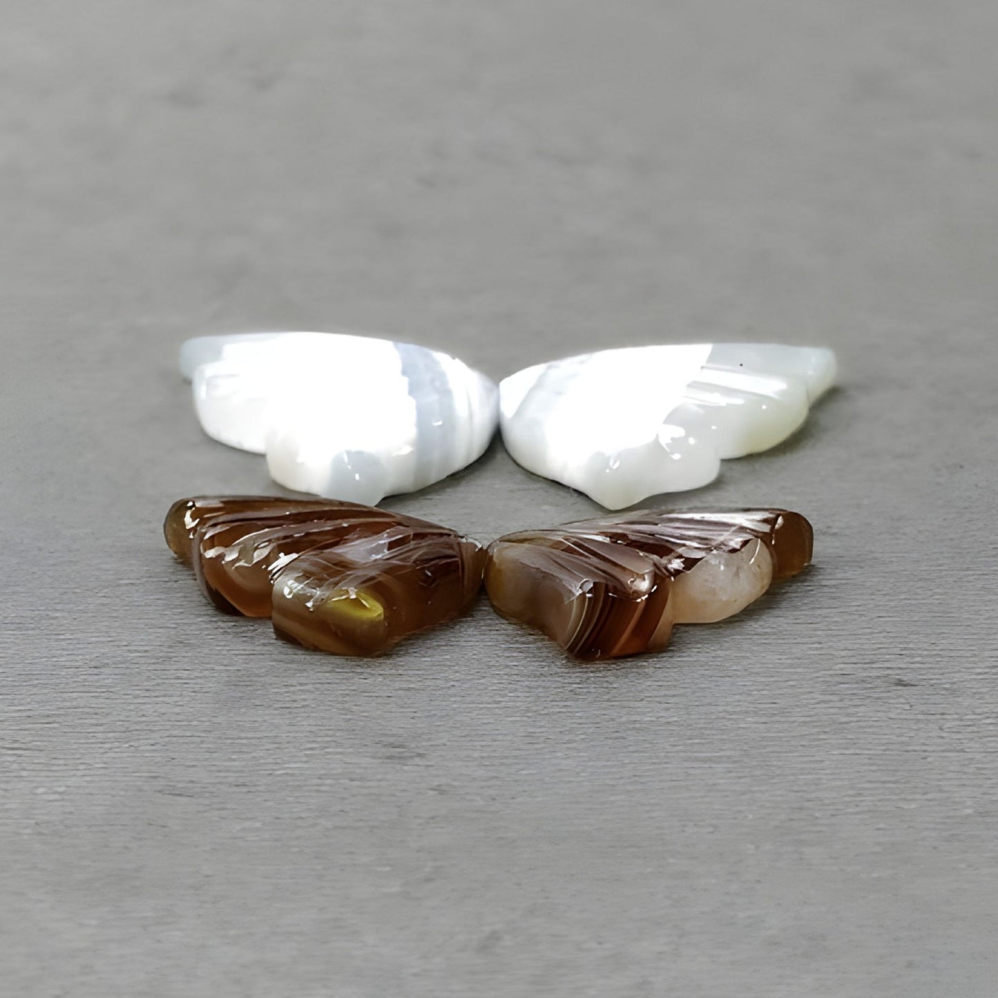 25.55cts Botswana Agate Gemstone Carving Natural Untreated Butterfly Shape 4pcs
