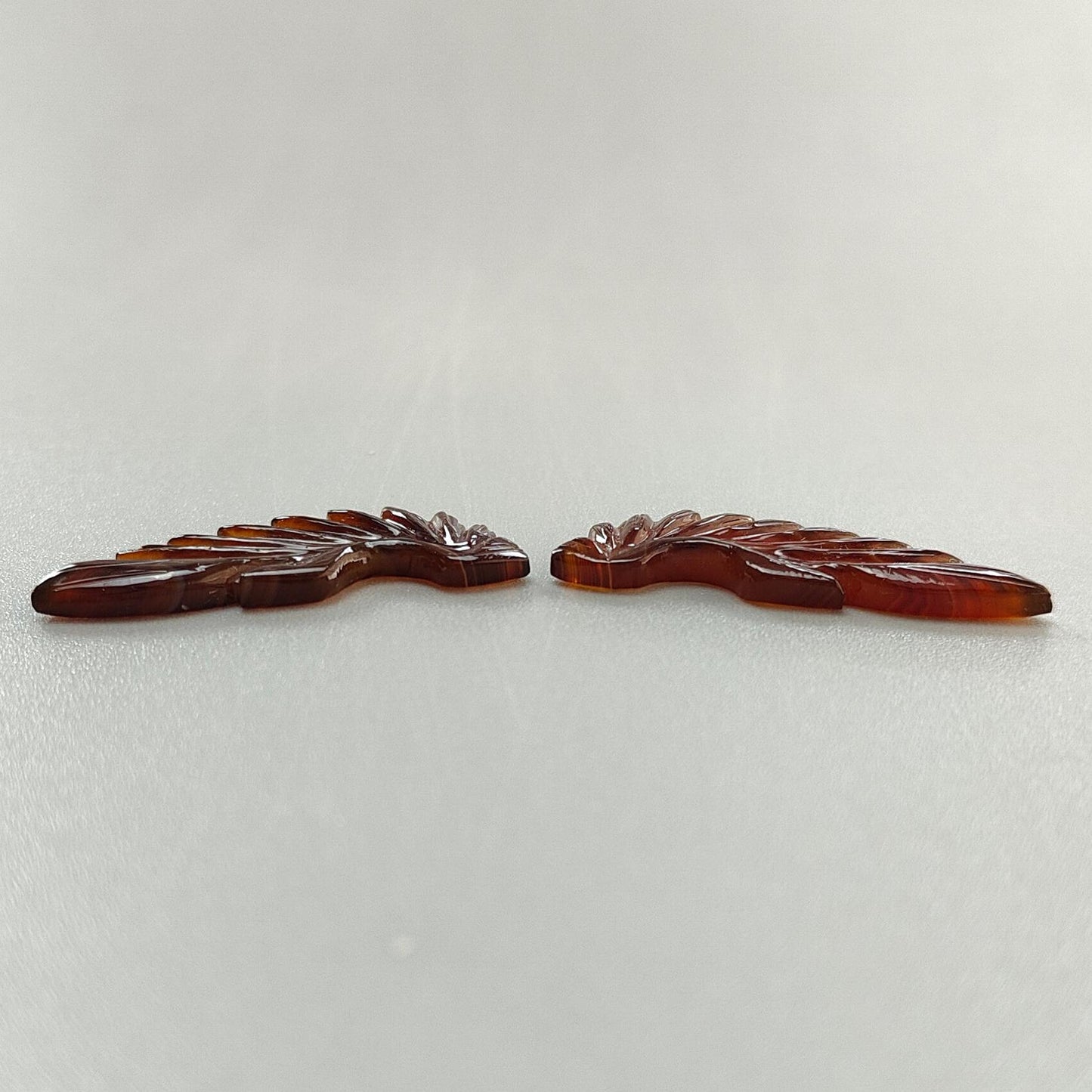 Multi Color Botswana Agate Gemstone Carving: Natural Untreated Bi-Color Agate Hand Carved Angel Wings Pair for Jewelry May Birthstone