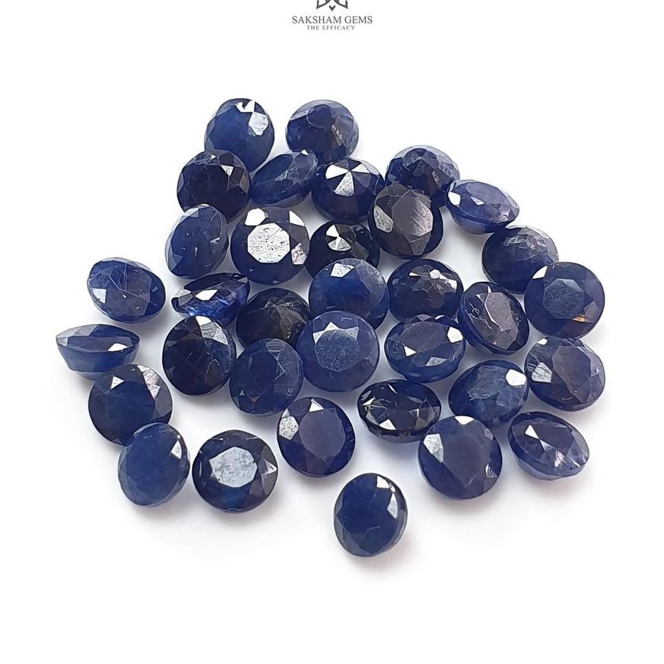 Blue Sapphire Round Faceted Cut: 1.60cts Natural Untreated Unheated Sapphire Round Shape Pair For Jewelry 5mm