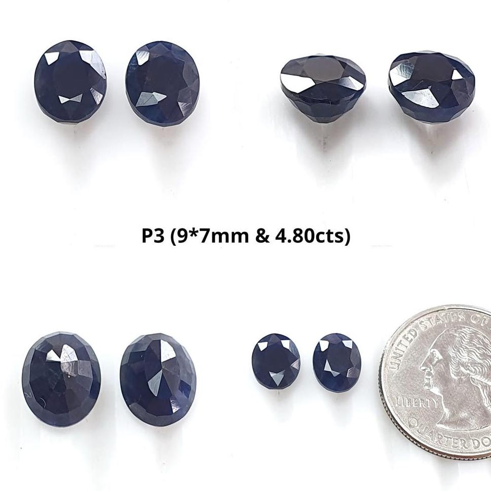 Blue Sapphire Oval Faceted Cut: 4.80cts Natural Untreated Unheated Sapphire Oval Shape Pair For Jewelry 9*7mm