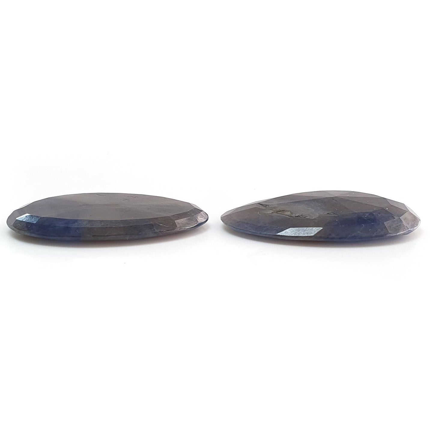 Blue, Silver Sapphire Gemstone Trapiche Faceted Cut: 90.00cts Natural Untreated Sapphire Egg Shape 36*24mm Pair September Birthstone