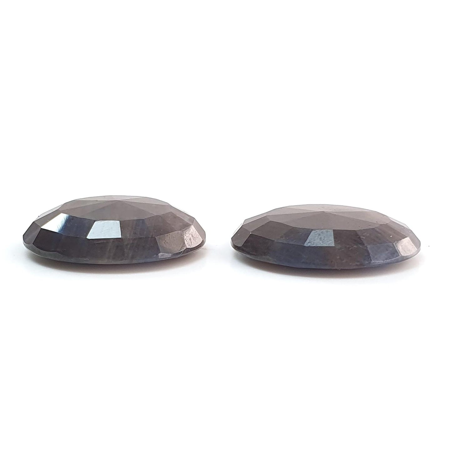Blue, Silver Sapphire Gemstone Trapiche Faceted Cut: 94.00cts Natural Untreated Sapphire Round Shape 26mm Pair September Birthstone