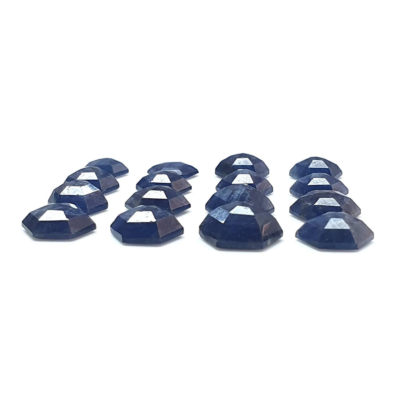 Blue Sapphire Gemstone Step Cut: 34.70cts Natural Untreated Sapphire Hexagon Shape Faceted 7*6mm - 10*9mm 16pcs Lot September Birthstone