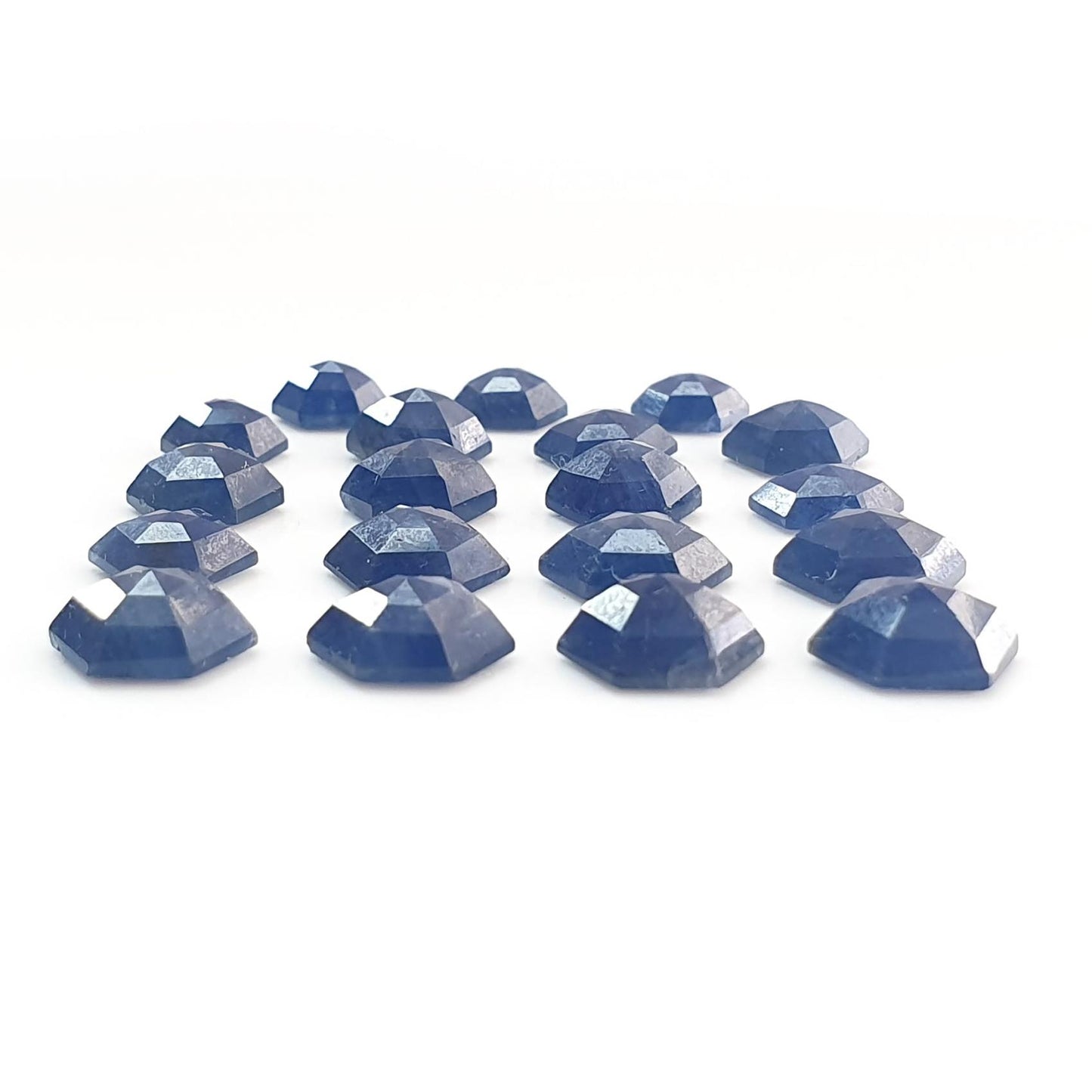 Blue Sapphire Gemstone Step Cut: 37.30cts Natural Untreated Sapphire Hexagon Shape Faceted 7*6mm - 9*8mm 19pcs Lot September Birthstone