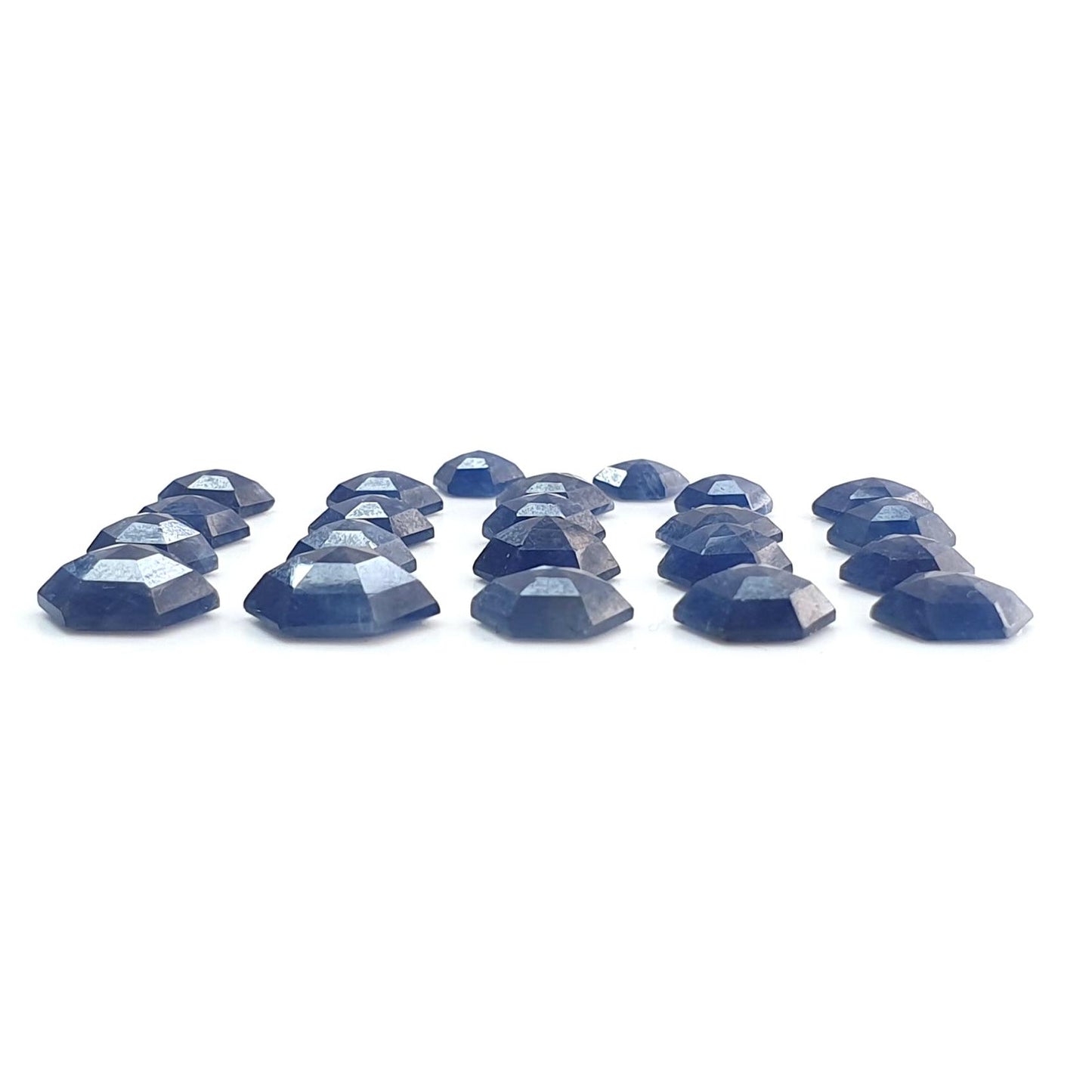 Blue Sapphire Gemstone Step Cut: 43.50cts Natural Untreated Sapphire Hexagon Shape Faceted 7*6mm - 11*10mm 22pcs Lot September Birthstone