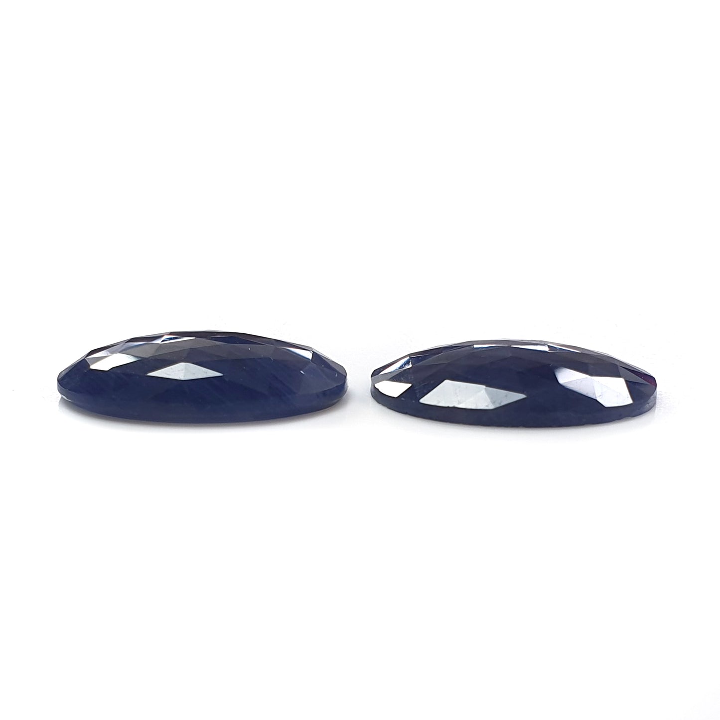 Blue Sapphire Faceted Rose Cut Slices: 46.50cts Natural Untreated Unheated Sapphire Oval Shape 2pcs For Jewelry 25.5*18mm - 25*19mm