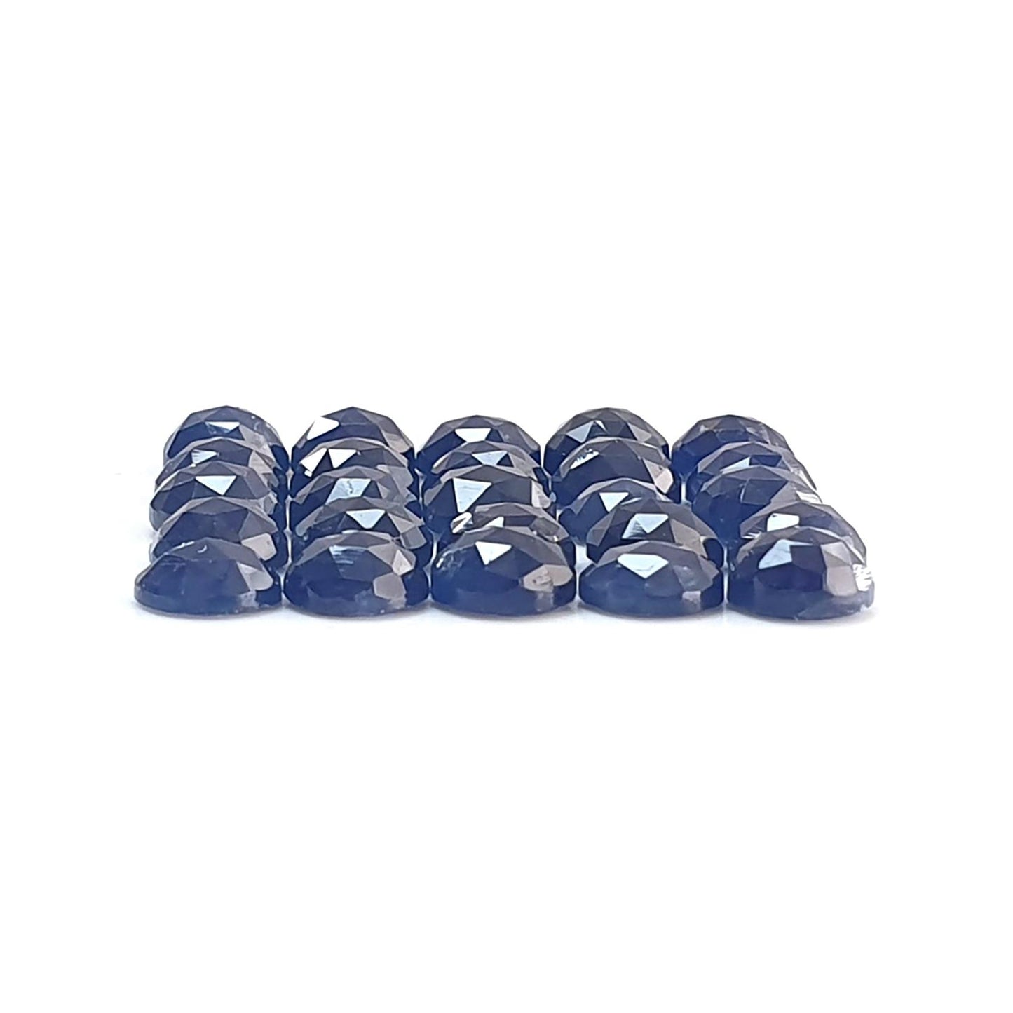 Blue Sapphire Gemstone Rose Cut Slices: 30.60cts Natural Untreated Sapphire Round Shape Faceted 6mm 25pcs Lot September Birthstone