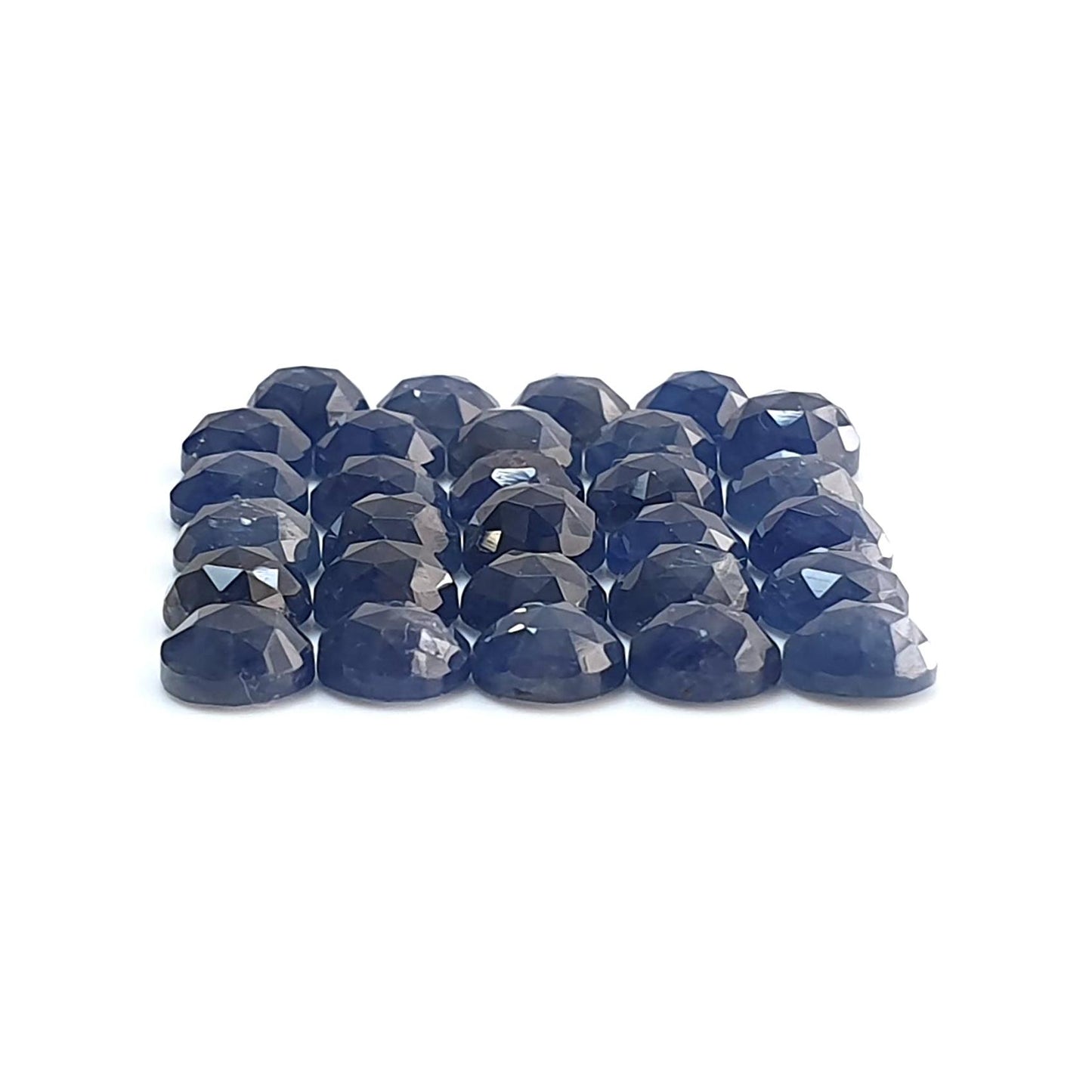 Blue Sapphire Gemstone Rose Cut Slices: 35.90cts Natural Untreated Sapphire Round Shape Faceted 6mm 29pcs Lot September Birthstone