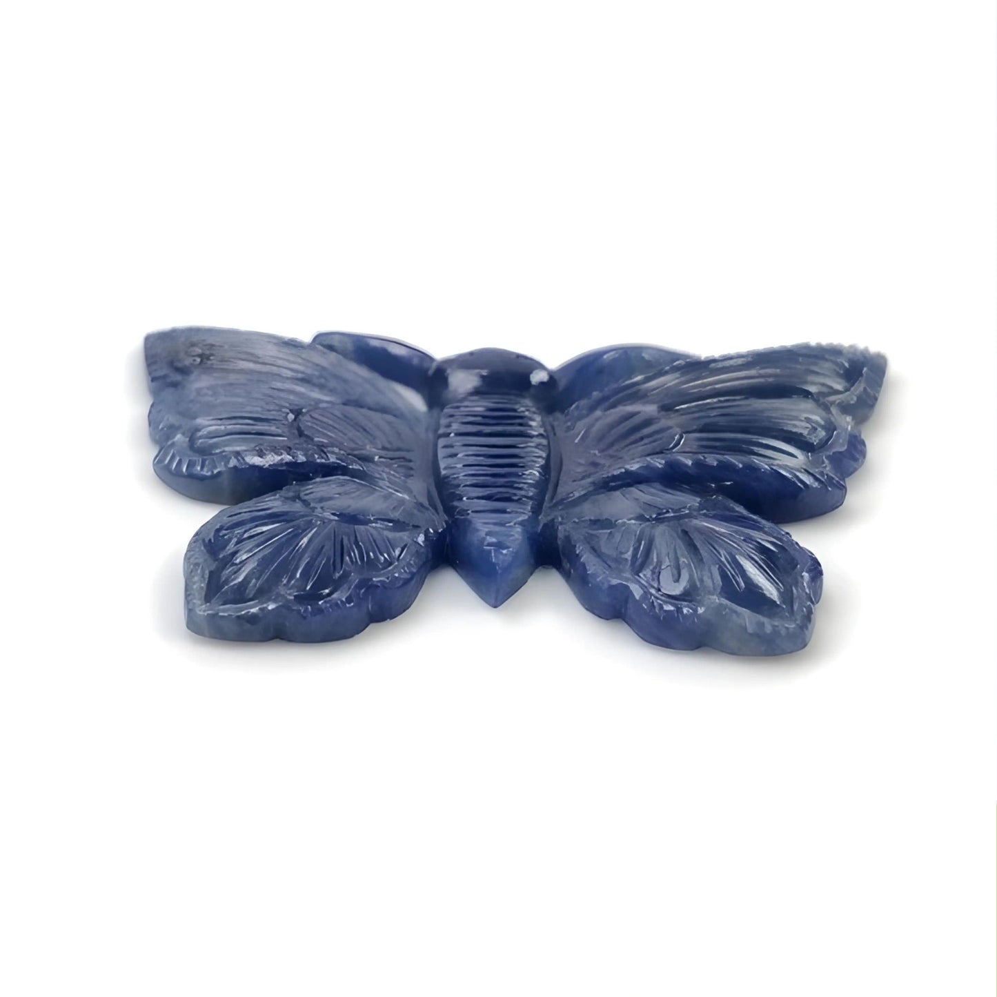 42.50cts Blue Sapphire Gemstone Natural Untreated Carving Butterfly Shape 35*45mm 1pc for Jewelry