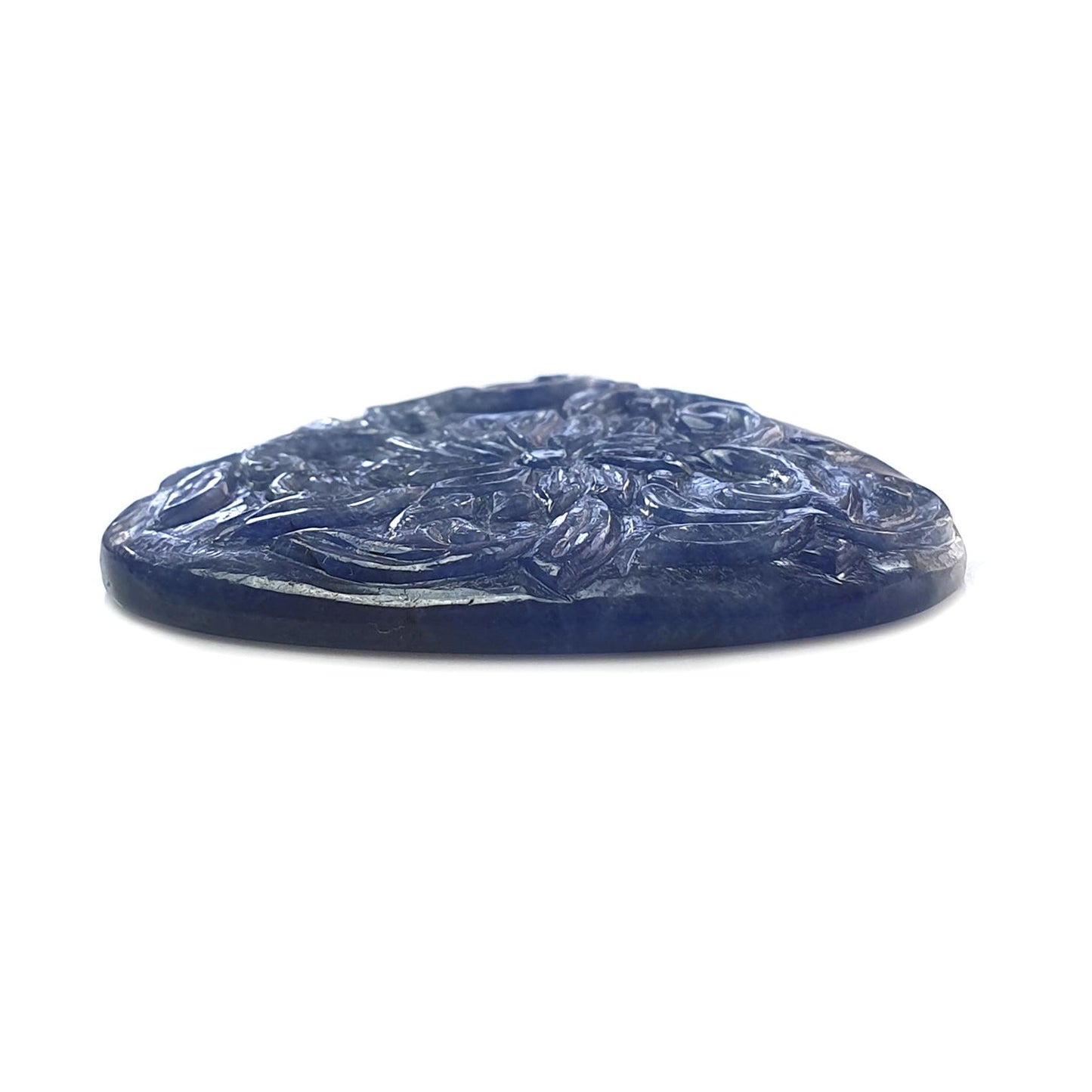 Blue Sapphire Gemstone Carving: 65.80cts Natural Untreated Sapphire Hand Carved Fancy Shape 36*39.5mm 1pc September Birthstone