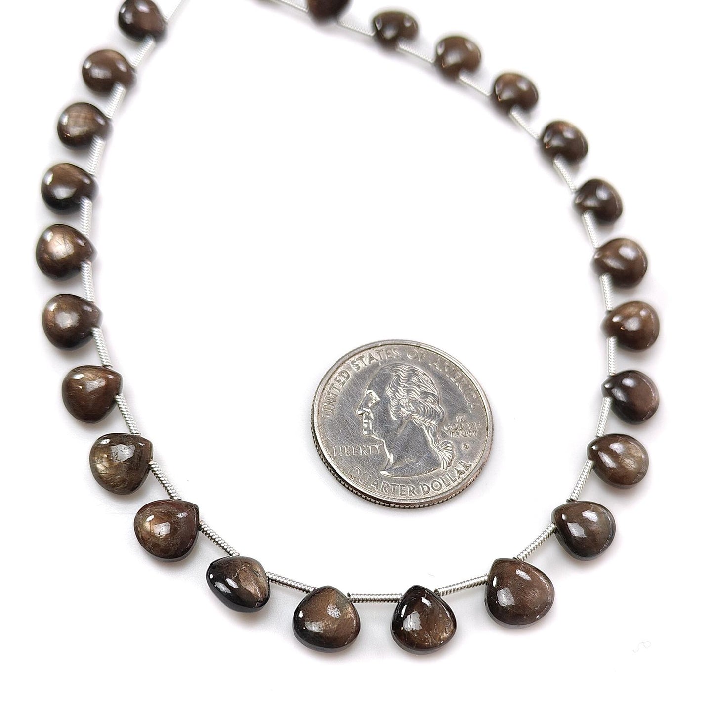 Golden Chocolate Sapphire Smooth Loose Beads: 68.90cts Natural Untreated Unheated Sapphire Gemstone Trillion Shape Beads 8mm - 9mm Strand