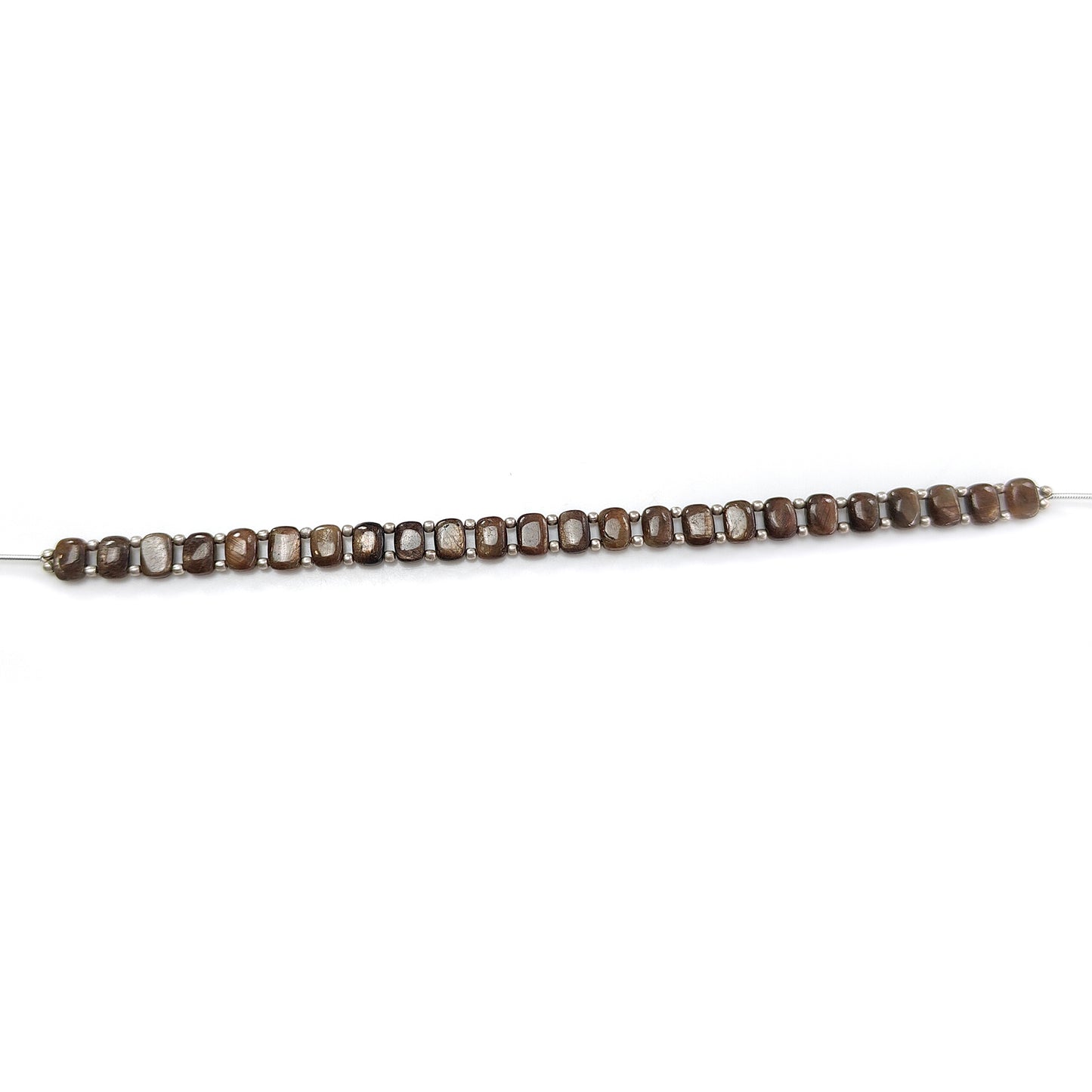 Chocolate Sapphire Smooth Loose Beads: 62.00cts Natural Untreated Golden Sapphire Gemstone Cushion Plain Beads 8mm 7" Strand for Bracelet