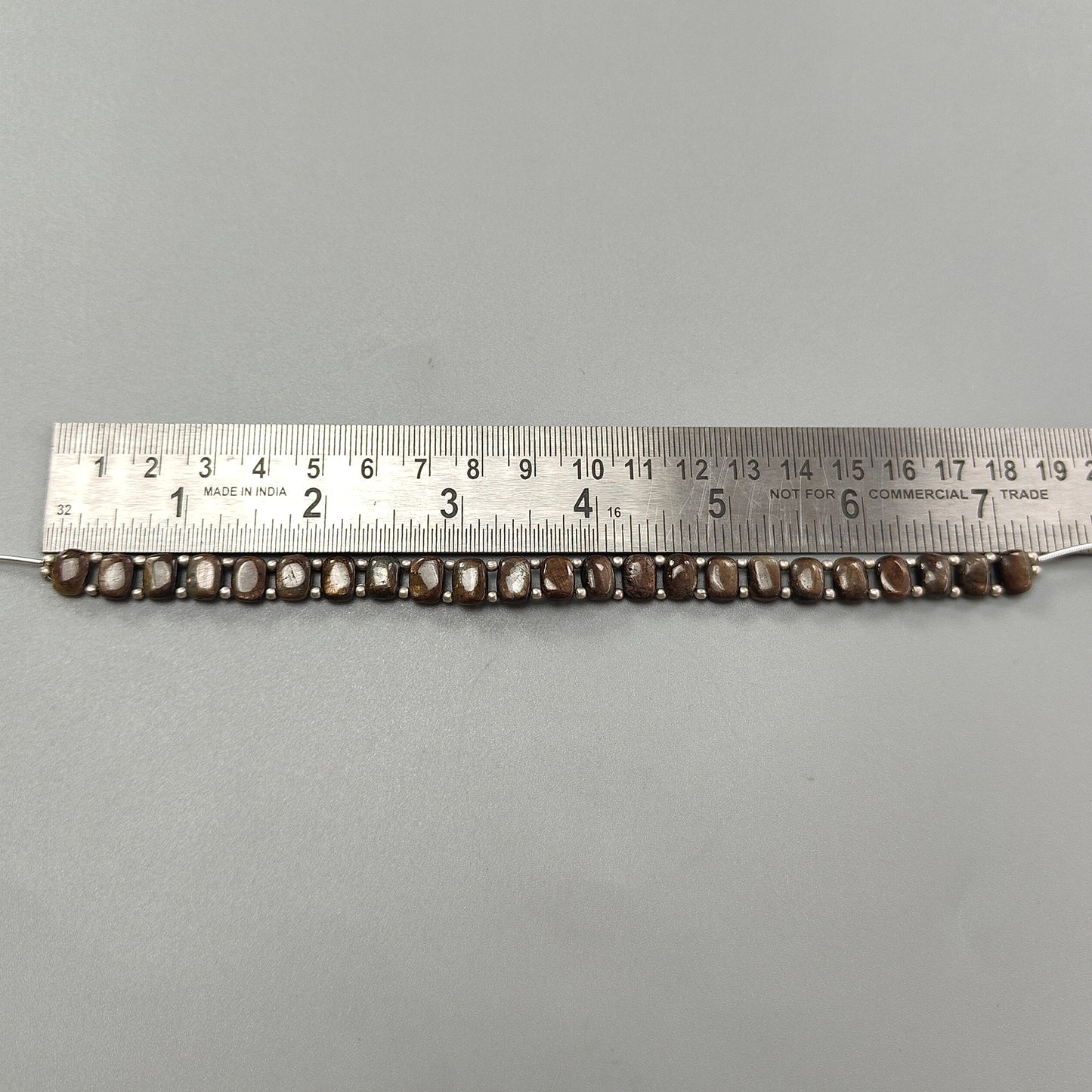 Chocolate Sapphire Smooth Loose Beads: 76.80cts Natural 925 Silver Golden Sapphire Gemstone Cushion Plain Beads 8.5mm 7" Strand for Bracelet