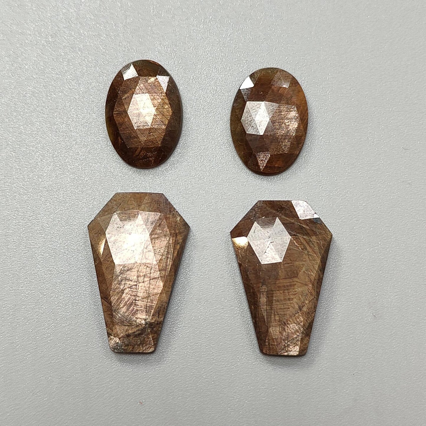 Golden Brown Chocolate Sapphire Gemstone Rose Cut Slices: 51.20cts Natural Untreated Sapphire Fancy Shape 19.5*13.5mm - 27*18mm 4pcs Set