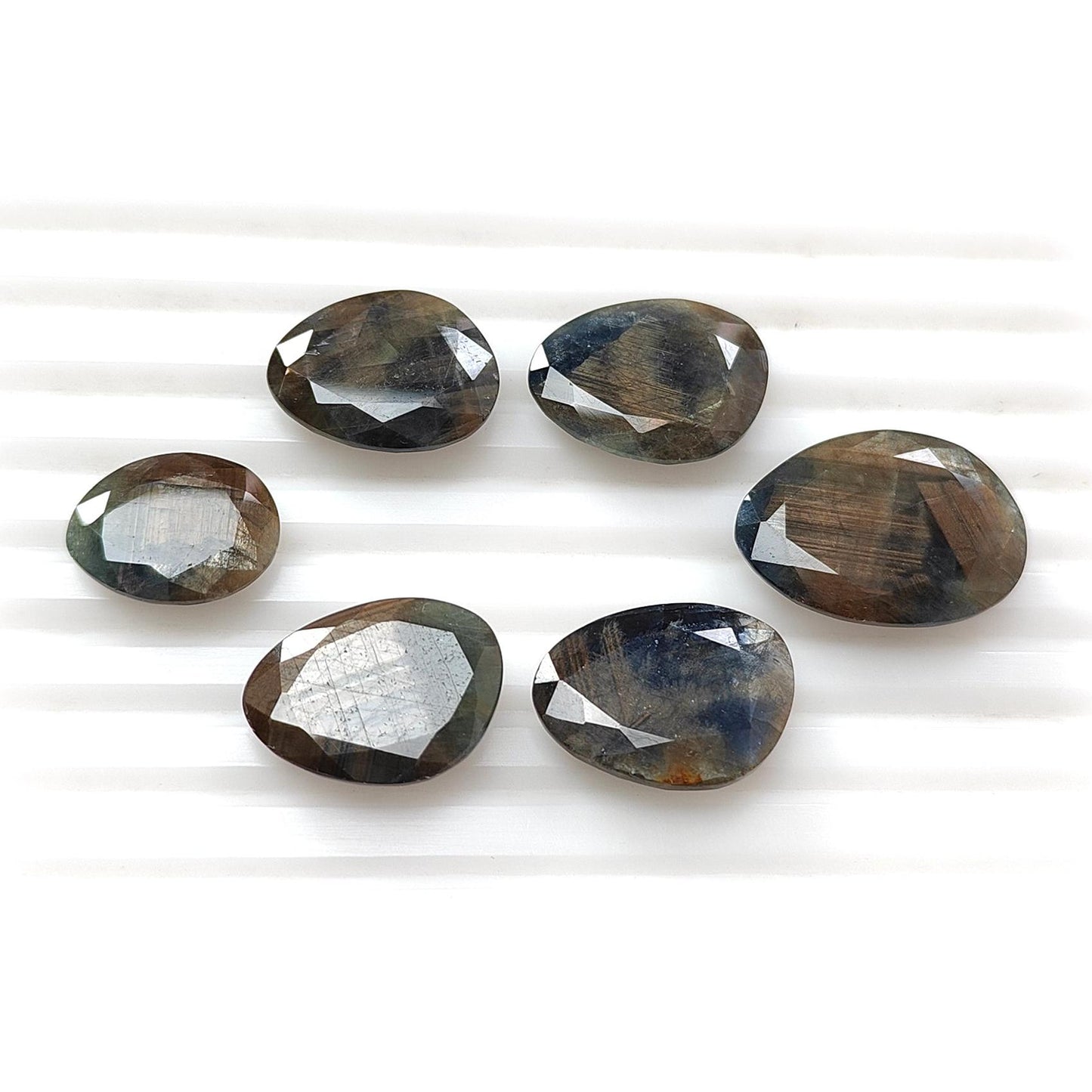 Golden Brown Chocolate Sapphire Gemstone Faceted Cut: 76.70cts Natural Untreated Sapphire Fancy Shape 15*12mm - 22*16mm 6pcs Set for Jewelry