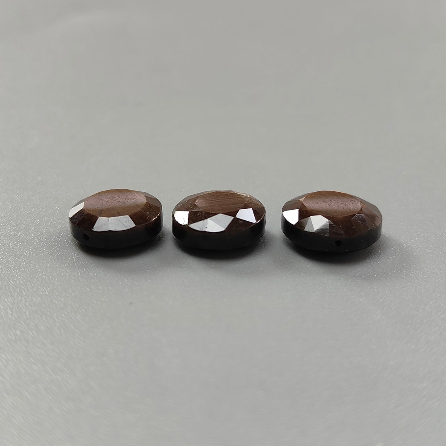 Chocolate Sapphire Gemstone Faceted Cut: 21.30cts Natural Untreated Golden Brown Sapphire Both side Faceted Round Shape 11mm 3pcs Set