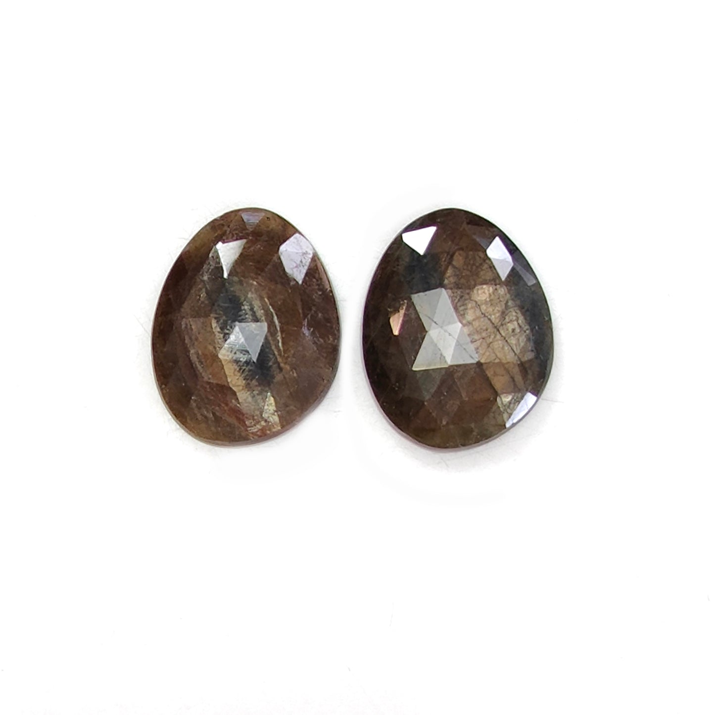 21.50cts Natural Untreated Chocolate Sapphire Gemstone Rose Cut Egg Shape Pair