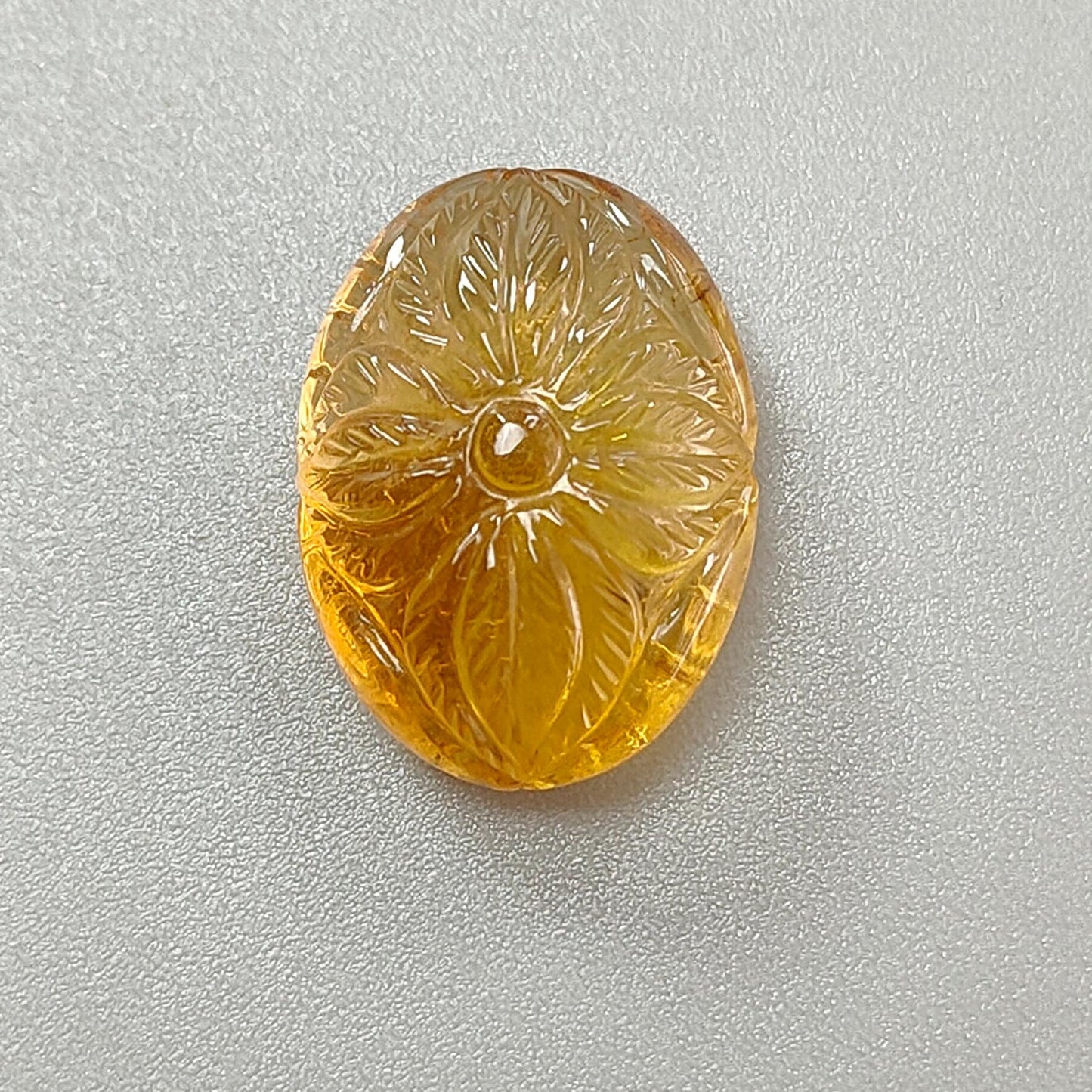 Citrine Gemstone Carving: Natural Untreated Unheated Yellow Citrine Gemstone Hand Carved Oval Shape 1pc For Jewelry