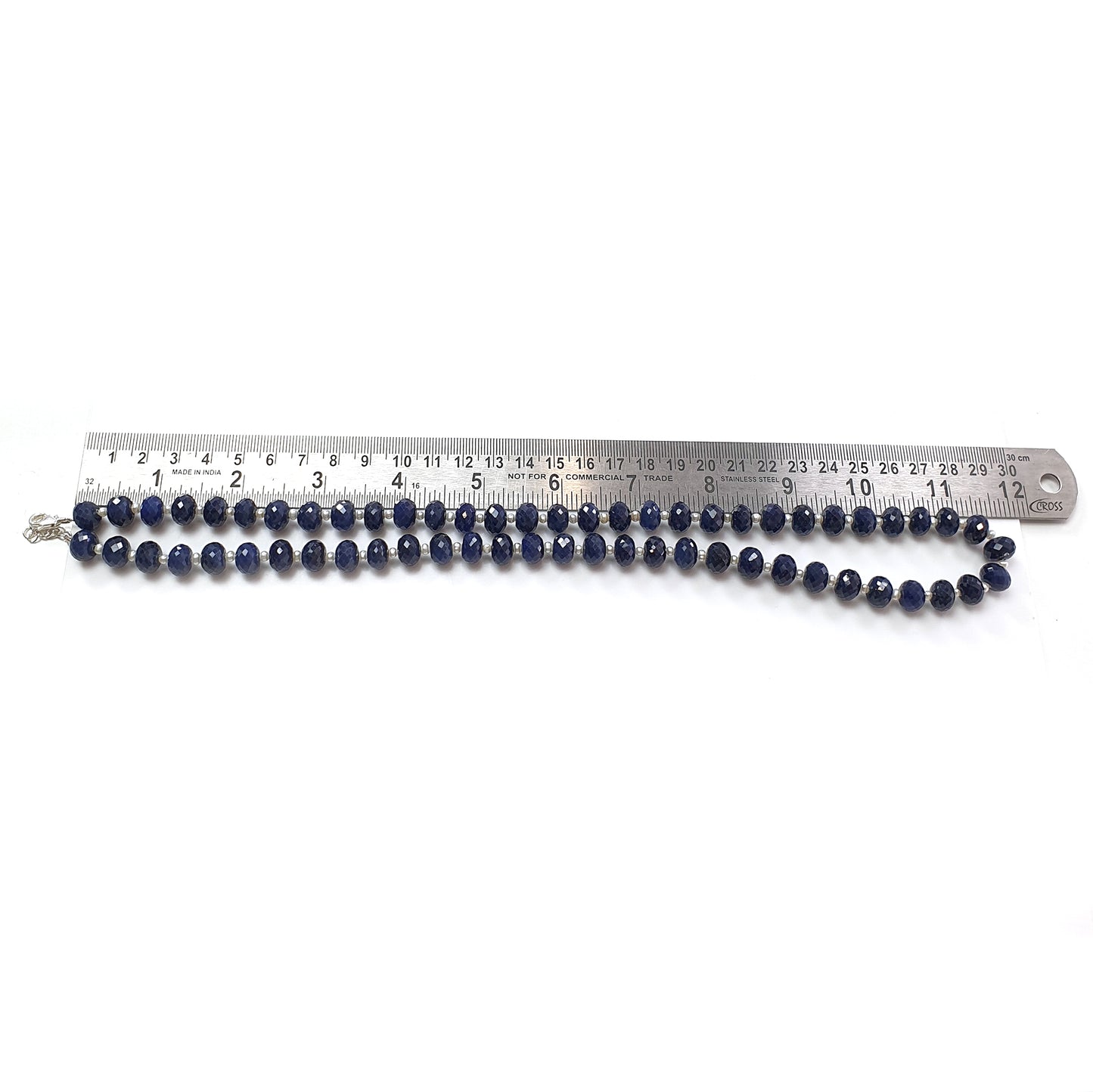 Blue Sapphire Faceted Beads Necklace : 481.40cts 925 Sterling Silver Natural Untreated Blue Sapphire Gemstone Rondelle Beads 10mm 23"