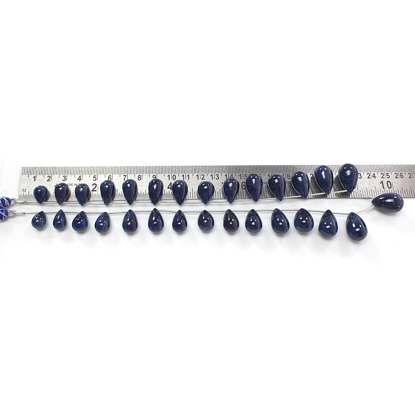 Blue Sapphire Plain Beads Necklace : 649.80cts Natural Sapphire Gemstone Plain Teardrop Beads Necklace 14mm - 22.5mm 20"