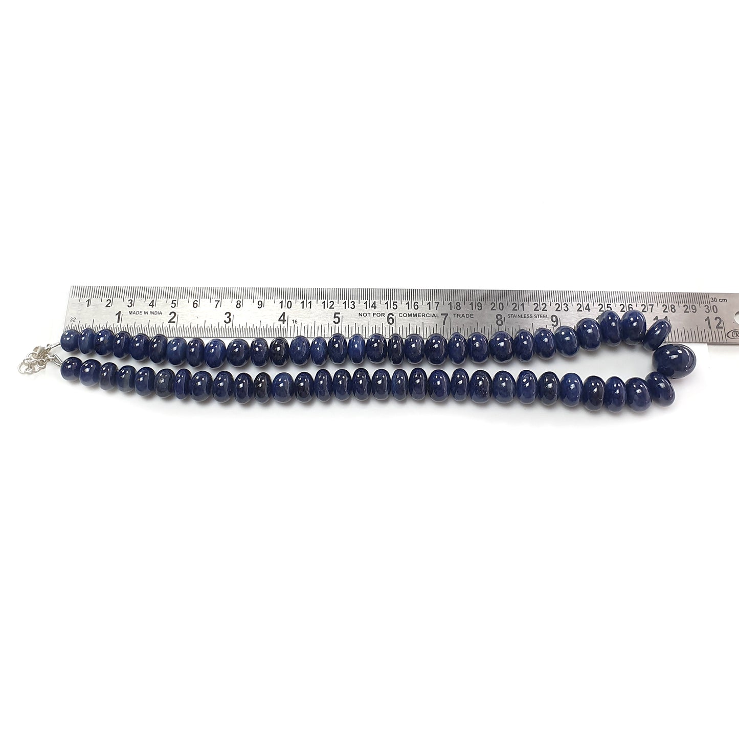 Blue Sapphire Plain Beads Necklace : 1247.50cts 925 Sterling Silver Natural Untreated Blue Sapphire Rondelle Beads 10mm - 19mm 22"