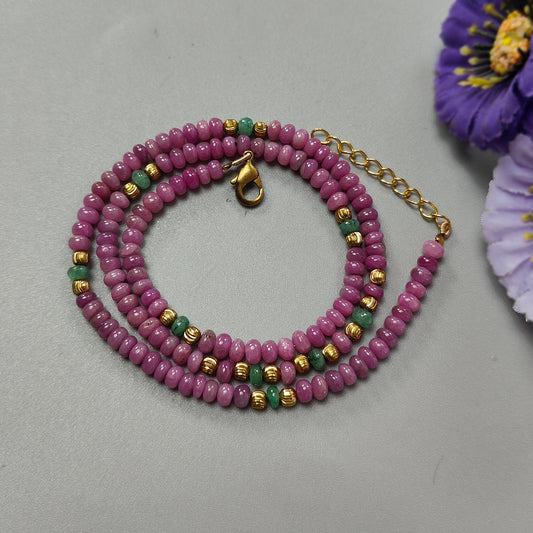 Collana di perle di rubino e smeraldo