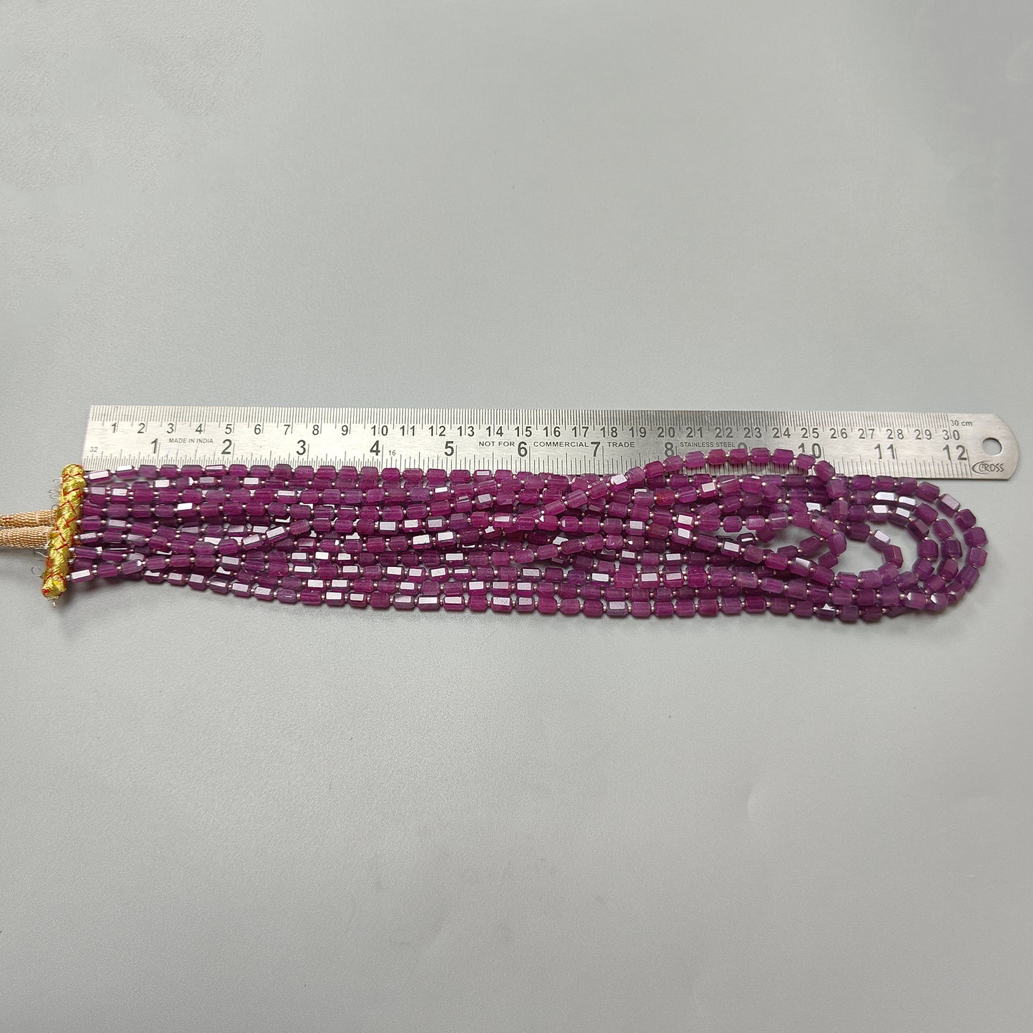 968.00cts Ruby Faceted Pencil Beads Natural Untreated Necklace 6mm - 7mm 24"