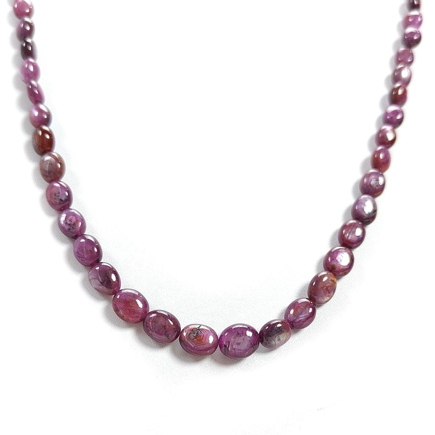 Pink Sapphire Gemstone Beads Necklace: 179.40cts Natural Untreated Raspberry Sheen Sapphire Plain Oval Brass Necklace 7*5mm - 11*9mm 20"