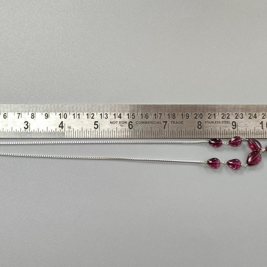 Rubellite Tourmaline Necklace: 39.40cts Natural Untreated Tourmaline 925 Sterling Silver Plain Pear 10*6mm-12*9mm 20.5"