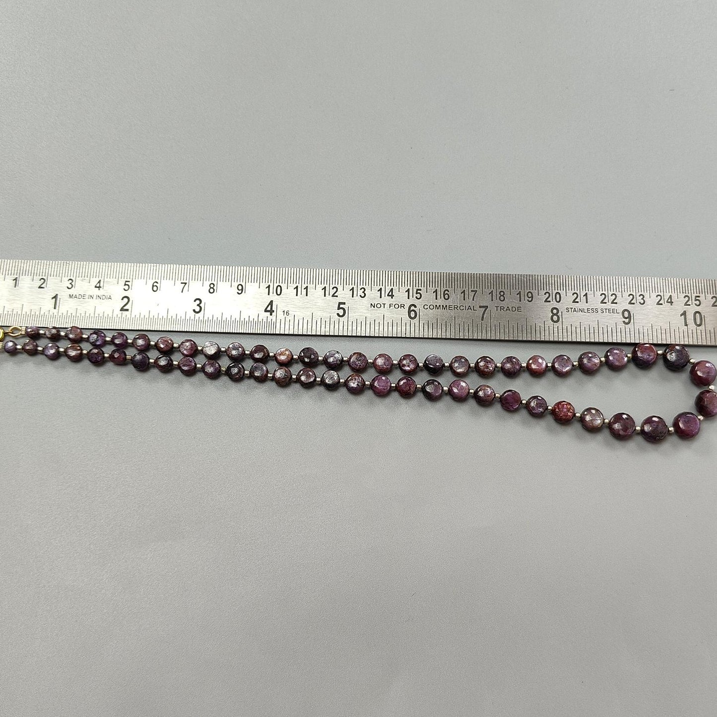 Pink Sapphire Gemstone Beads Necklace: 177.50cts Natural Untreated Raspberry Sapphire Plain Side Faceted Round Brass Necklace 5mm - 10mm 20"