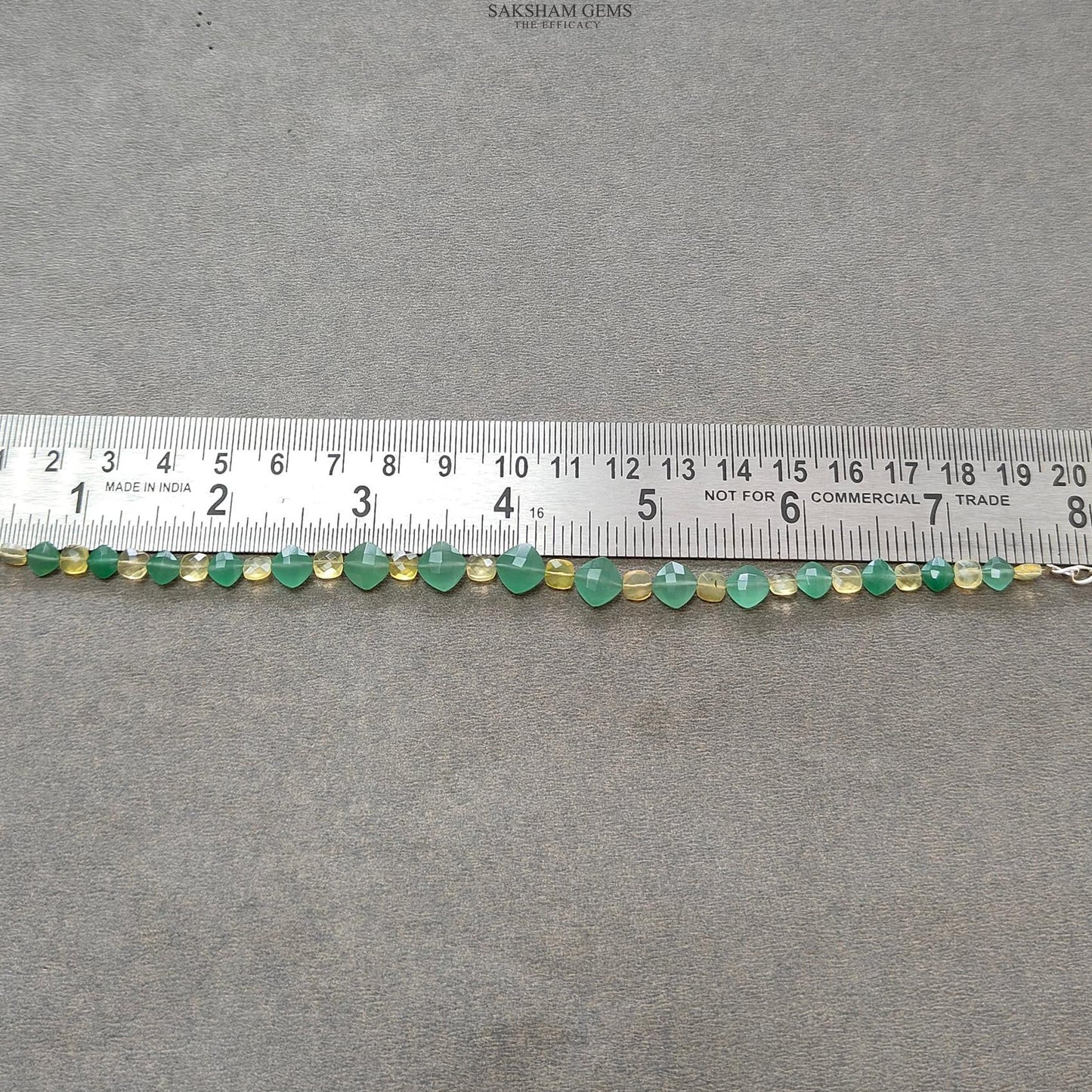 Quartzite & Yellow Opal Gemstone Beads Bracelet: 5.07gms Natural Untreated 925 Sterling Silver Checker Cut Beaded Bracelet 8"
