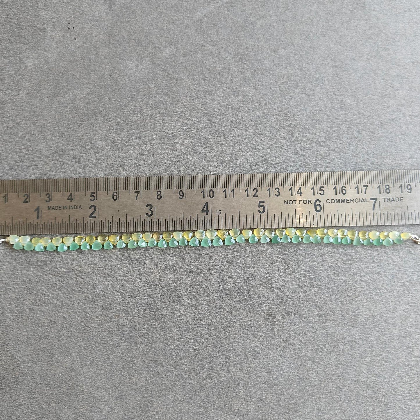 Opal & Quartz Beads Bracelet : 4.24gms 925 Sterling Silver Yellow Opal And Green Quartz Gemstone Briolette Triangle Checker Cut Bracelet 8"