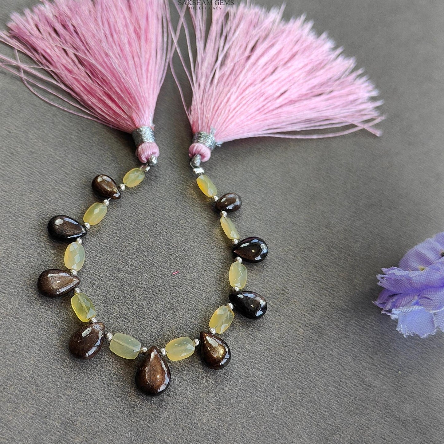 Chocolate Sapphire & Opal Gemstone Checker Cut Cabochon Loose Beads : 24.00cts Natural Cushion Pear Shape Faceted Beads 5.5*4mm - 10.5*7.5mm