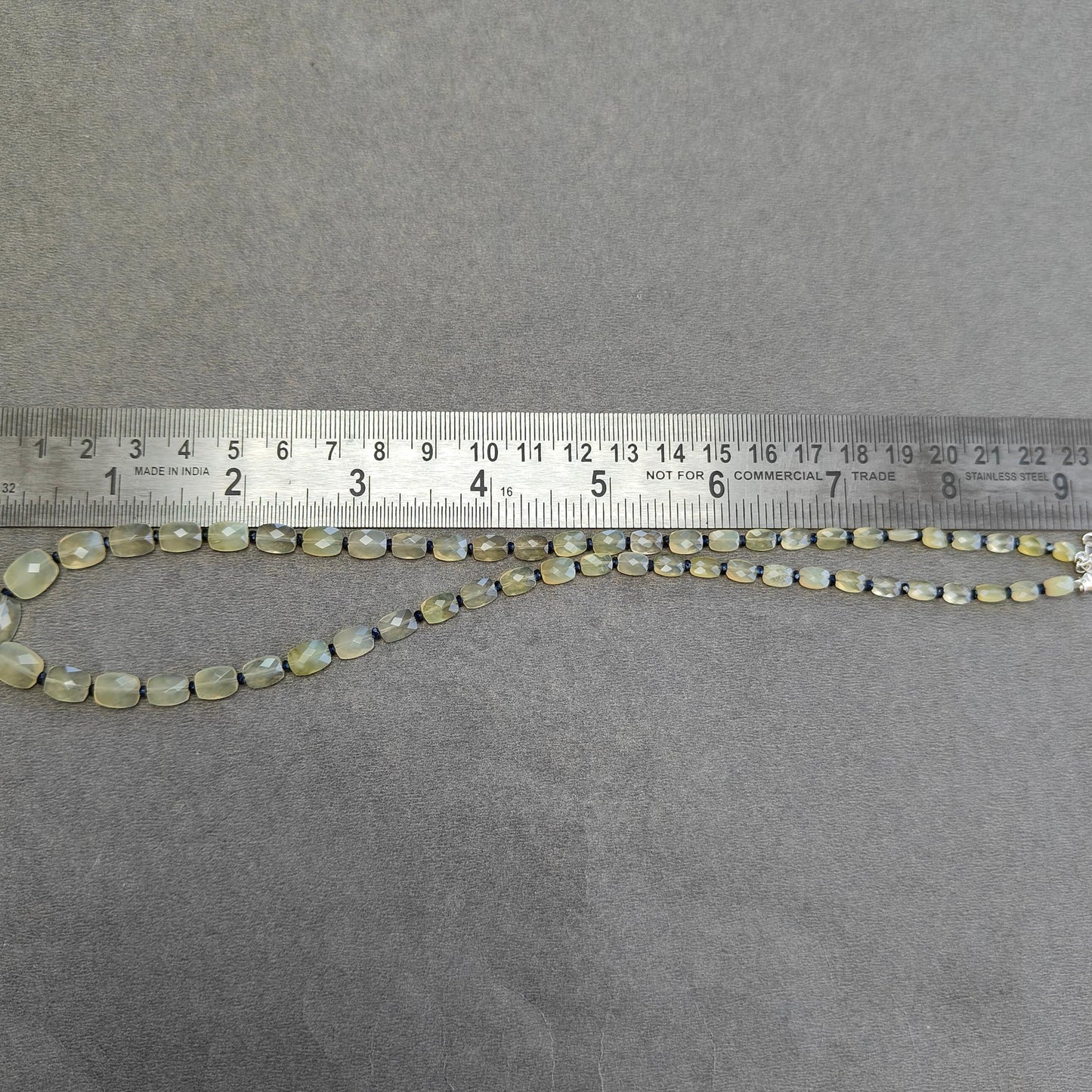 Opal & Sapphire Beads Necklace : 9.98gms 925 Sterling Silver Natural Yellow Opal Blue Sapphire Briolette Faceted Cushion Necklace 18"