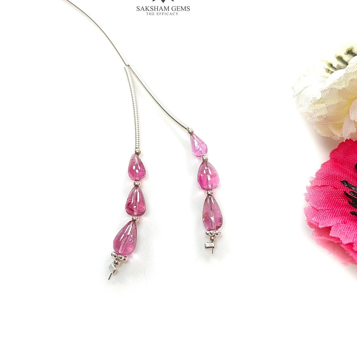 Rubellite Tourmaline Gemstone Loose Beads : 5.20cts Natural Untreated Tourmaline Plain Teardrops Nuggets 6mm - 7.5mm