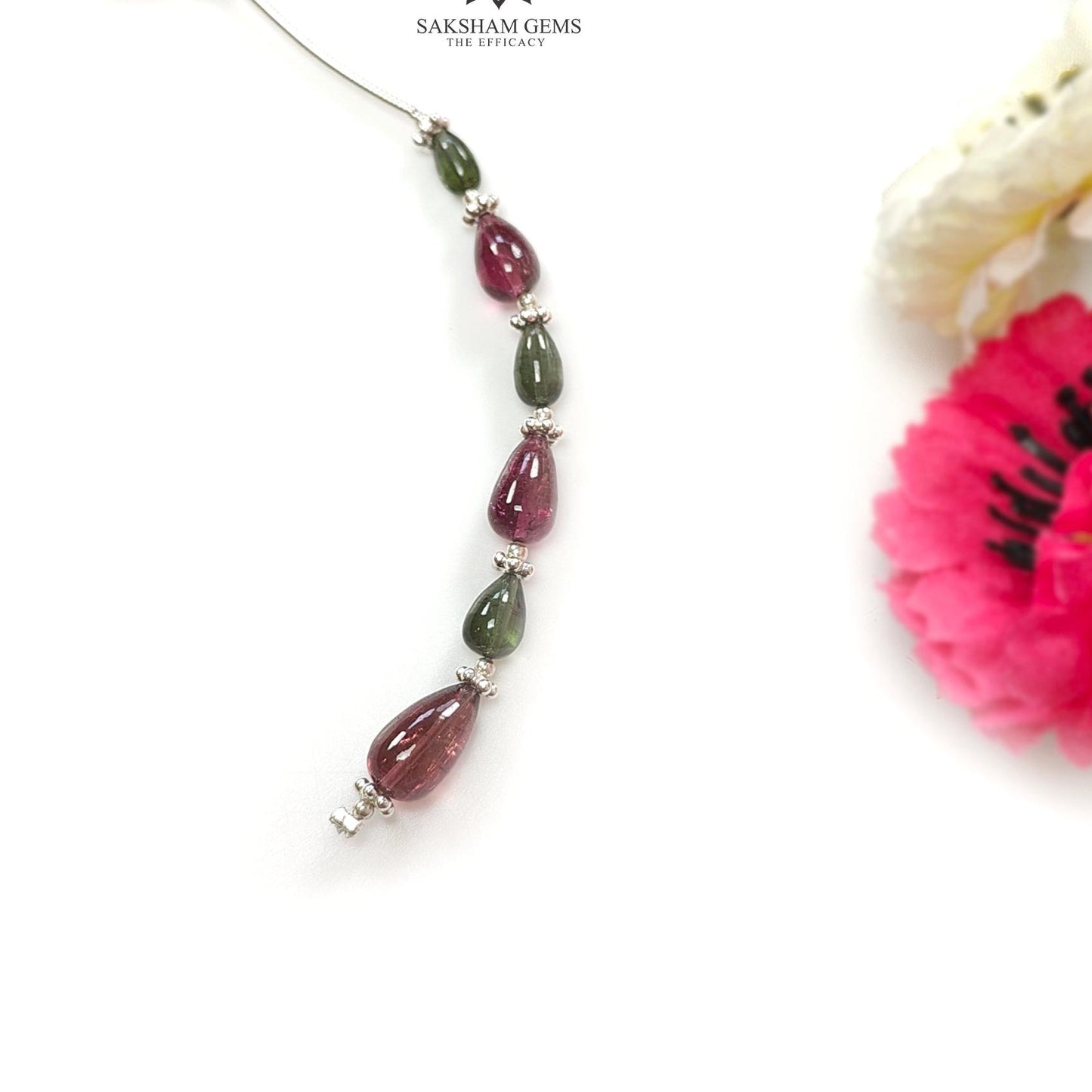 Watermelon Tourmaline Gemstone Loose Beads : 9.30cts Natural Multi Color Tourmaline Plain Teardrops Nuggets 5.5mm - 10mm