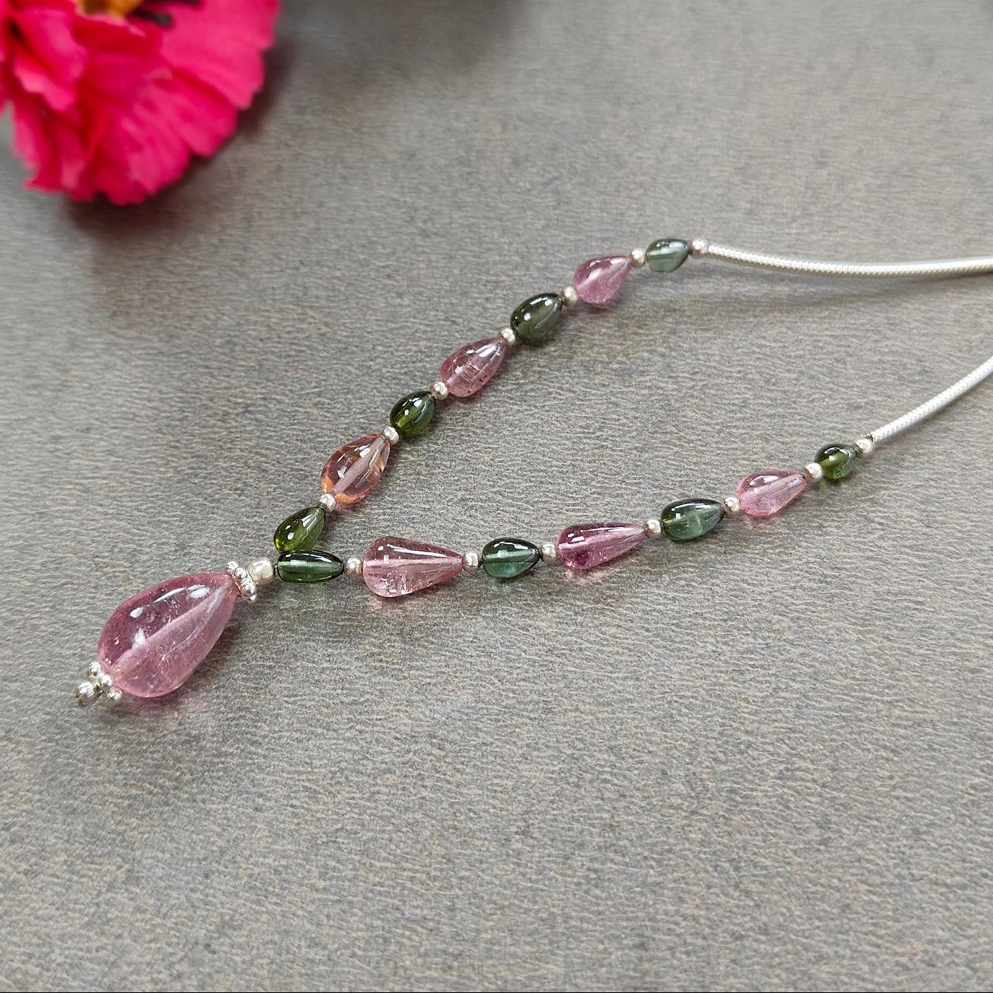 Watermelon Tourmaline Gemstone Loose Beads : 12.70cts Natural Multi Color Tourmaline Plain Teardrops Nuggets 3.5mm - 11.5mm